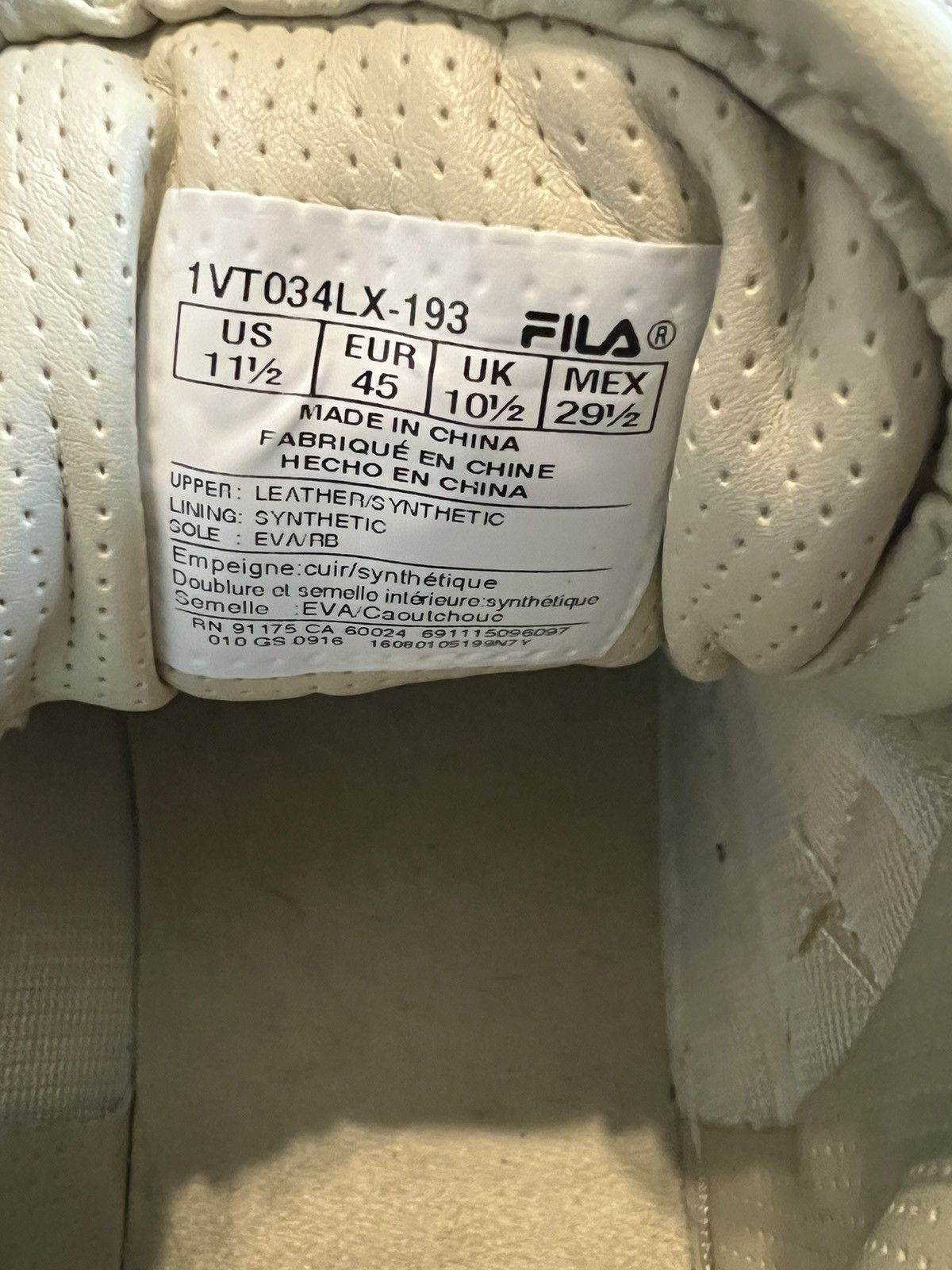 Fila Fila T1 Mid Fashion Low Top Leather Sneakers Size US 11.5 / EU 44-45 - 7 Thumbnail