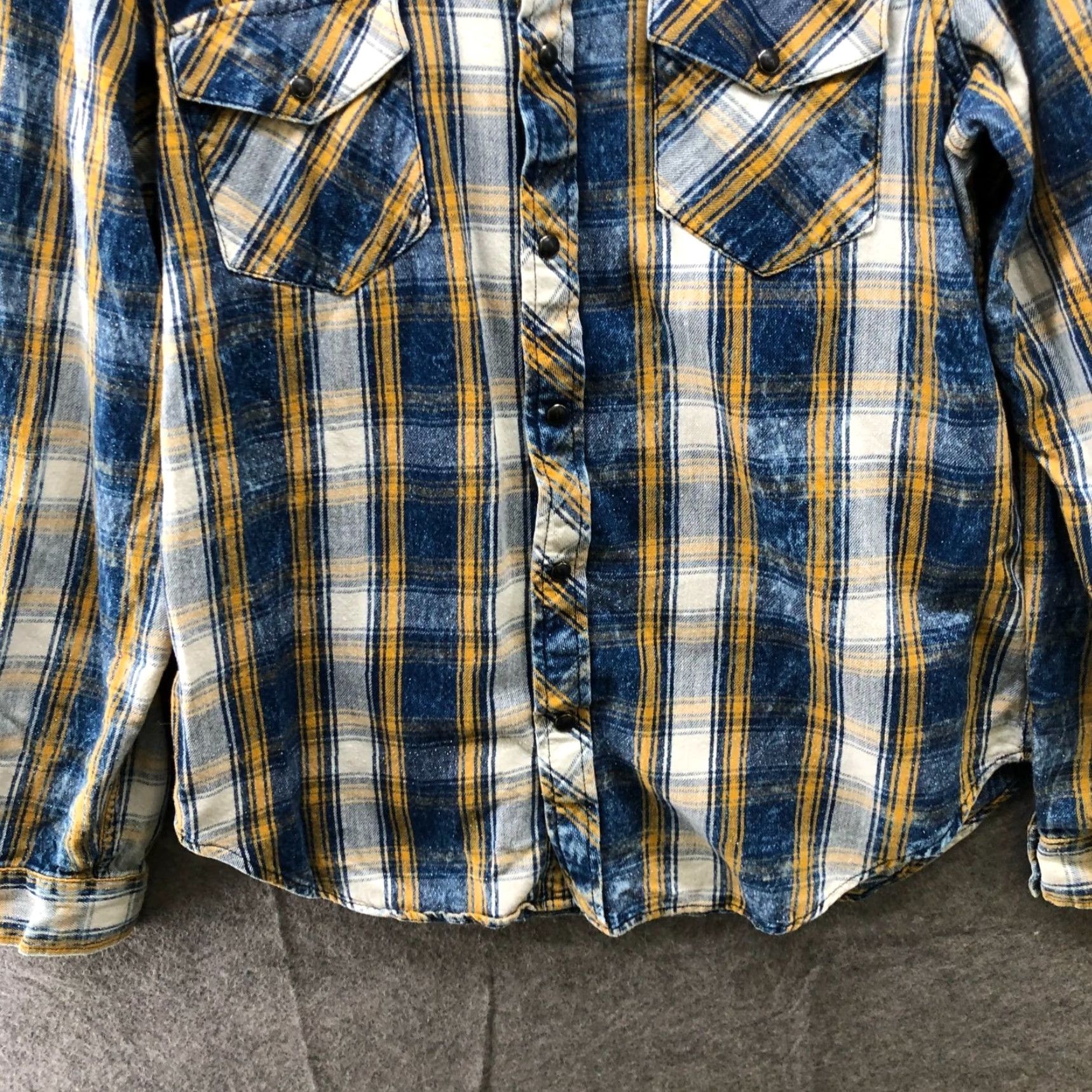 Gap Gap Plaid Western Shirt Mens L Blue Gold Pearl Snap Long Sleeve Cotton Shirt Size US L / EU 52-54 / 3 - 4 Thumbnail