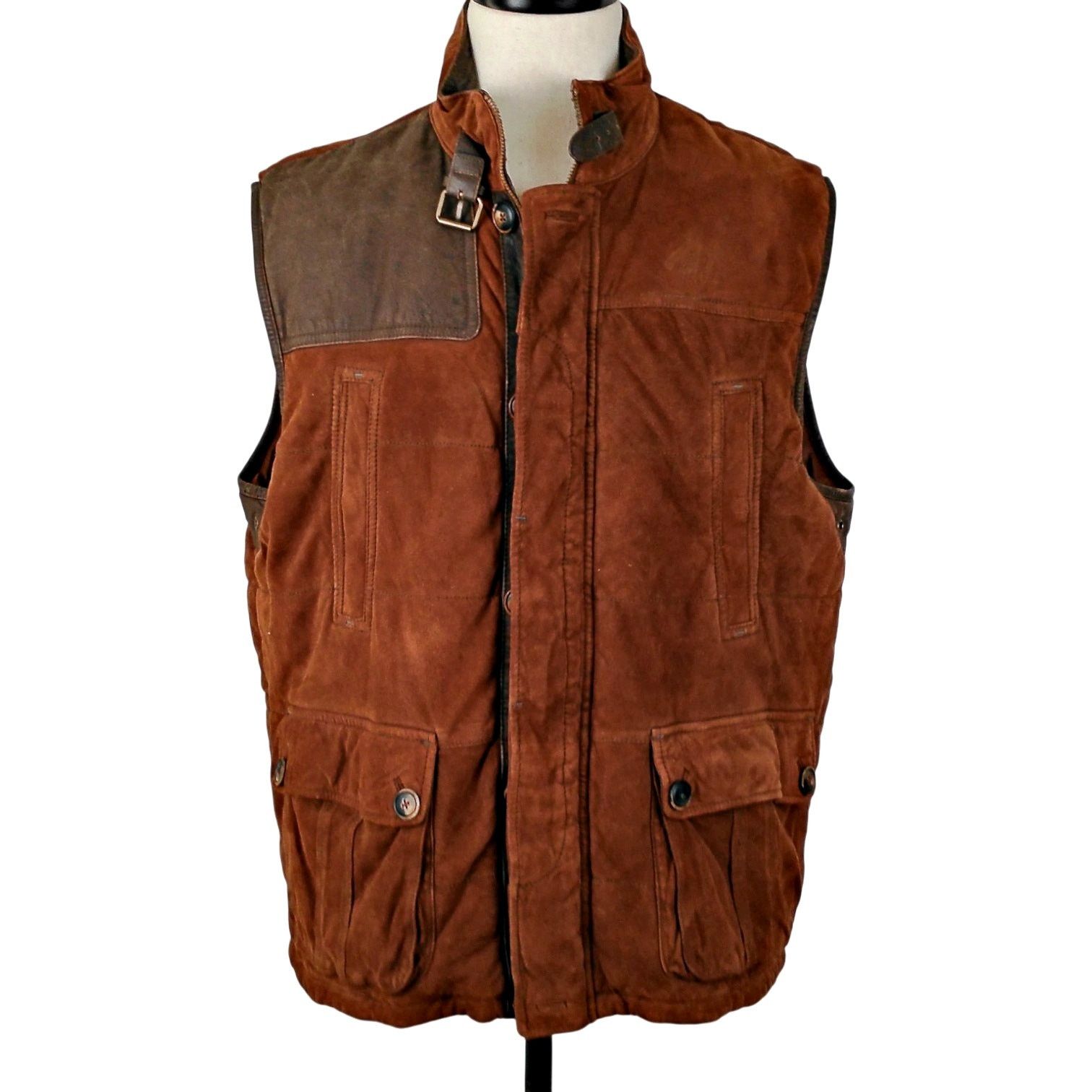 Cremieux Cremieux Leather Suede Quilted 10 Pkt Hunting Vest Gun Patch Size US XL / EU 56 / 4 - 2 Thumbnail