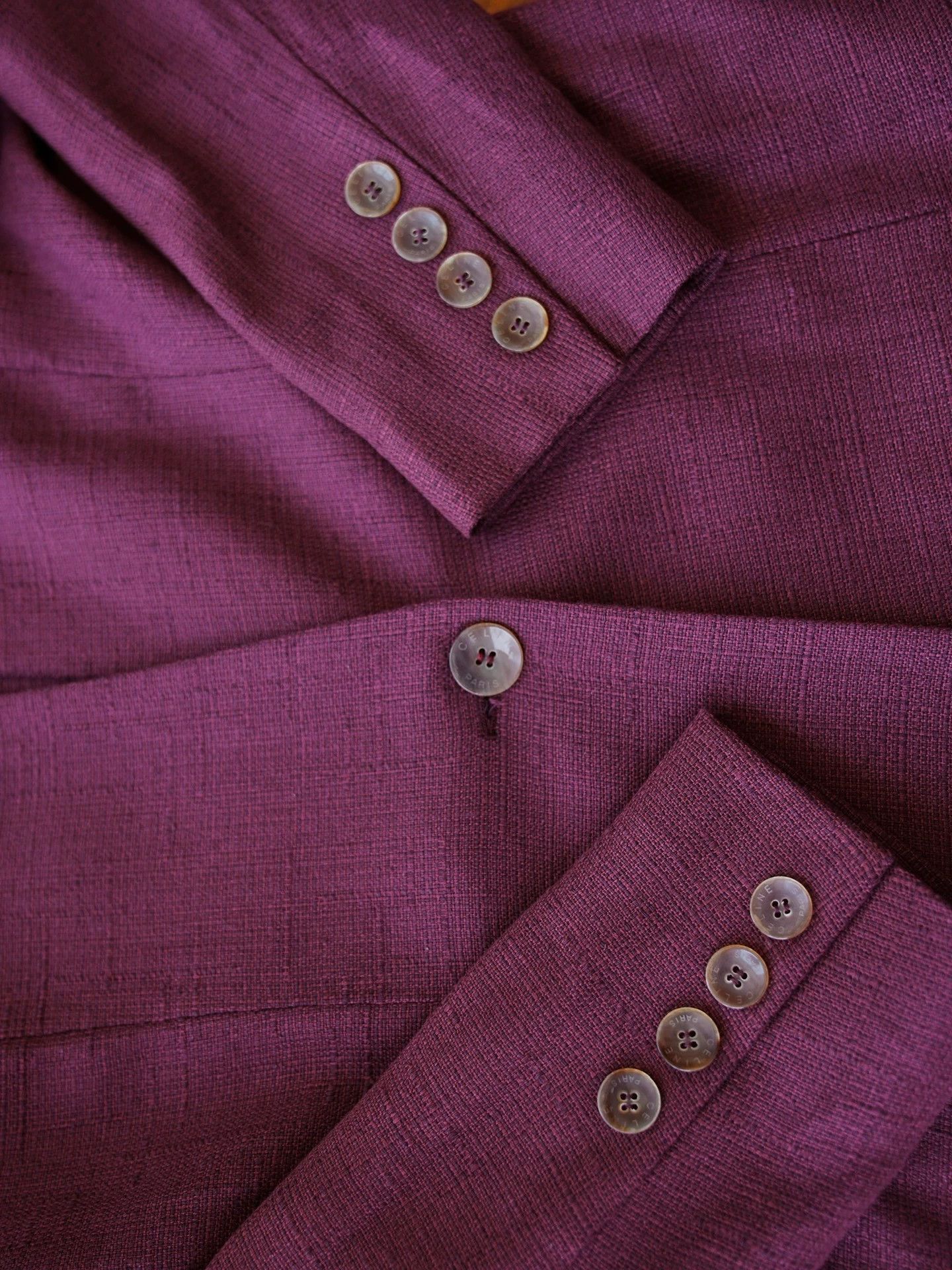 Celine Celine Vintage Plum Silk Blend Deep V 1-Button Women's Suit Size XS / US 0-2 / IT 36-38 - 6 Thumbnail