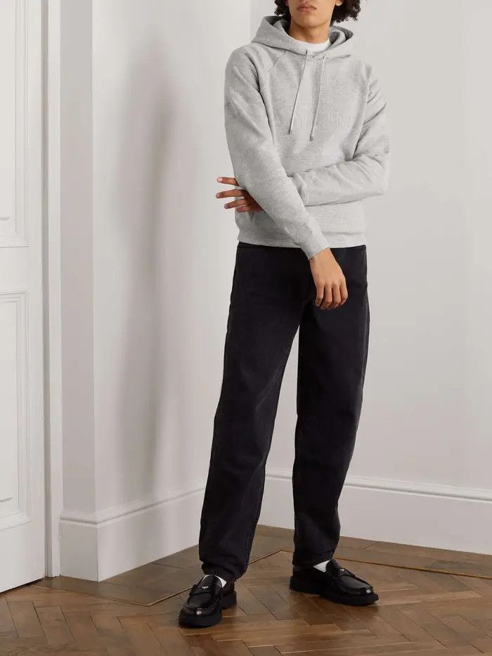 Saint Laurent Paris o1b1hav110325 Logo-Embroidered Hoodie in Grey Size US XXL / EU 58 / 5 - 2 Thumbnail