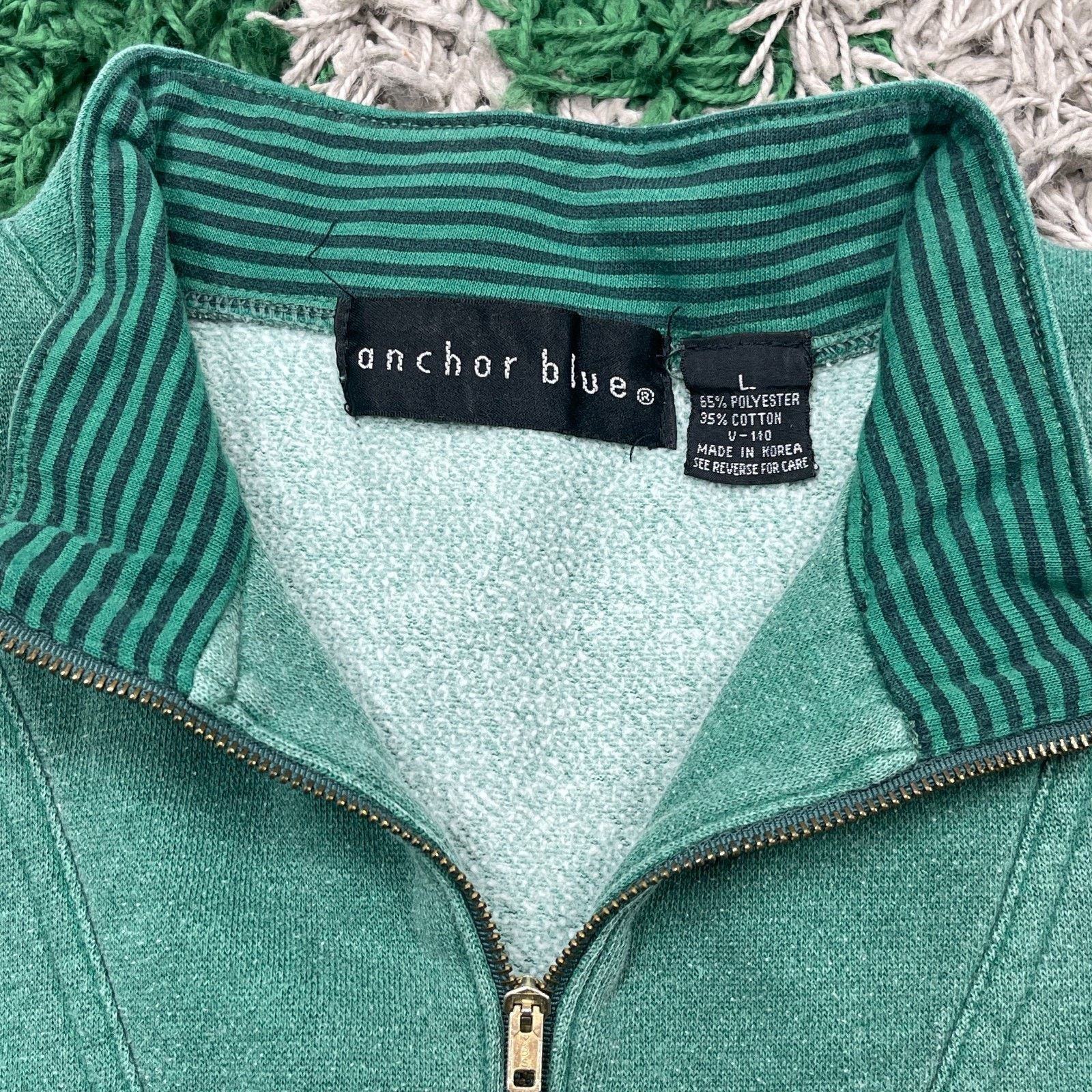 Anchor Blue Vintage 90s Anchor Blue Green 1/4 Zip Pullover Sweater Large Size US L / EU 52-54 / 3 - 6 Thumbnail