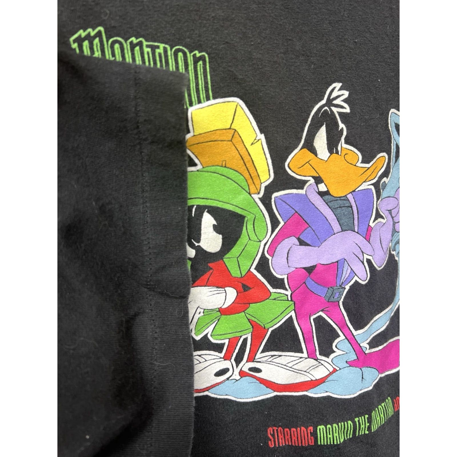Vintage VINTAGE Warner Bros T-Shirt 1996 Black L Marvin the Martian Daffy Duck 3rd Dimension Mens/Womens Regular Cotton Embroidered Cartoon 90s Shirts Size US L / EU 52-54 / 3 - 5 Thumbnail