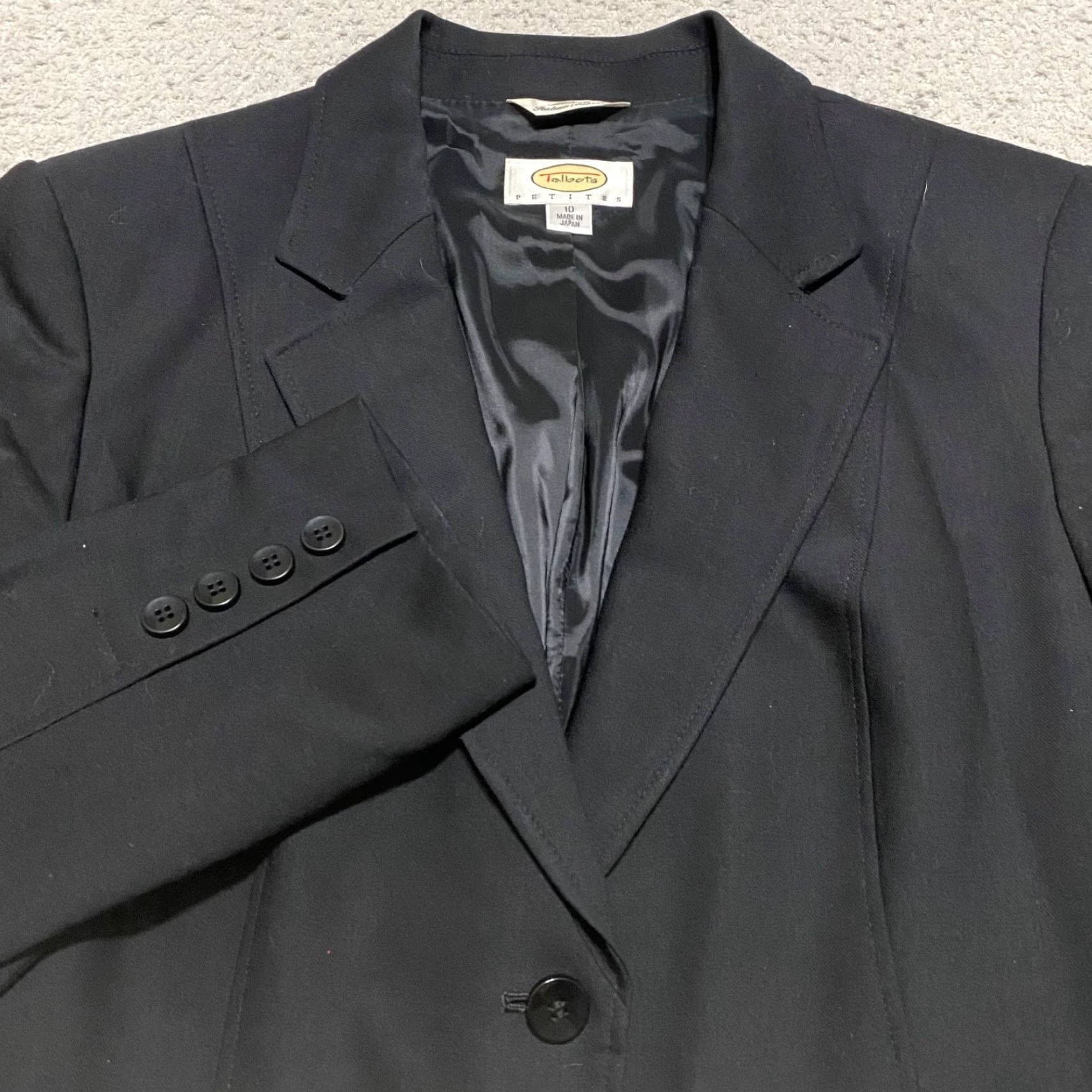 Talbots Talbots Blazer Womens 10P Petite Black Wool Lined Button-Up Office Classic Jacket Size L / US 10 / IT 46 - 5 Thumbnail