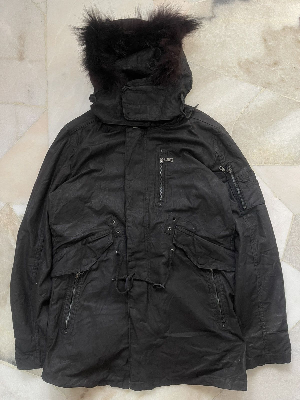 Le Grande Bleu (L.G.B.) RARE 2000s LGB Tornado Mart Fur Wax Parka Armor Style C1 Size US L / EU 52-54 / 3 - 22 Thumbnail