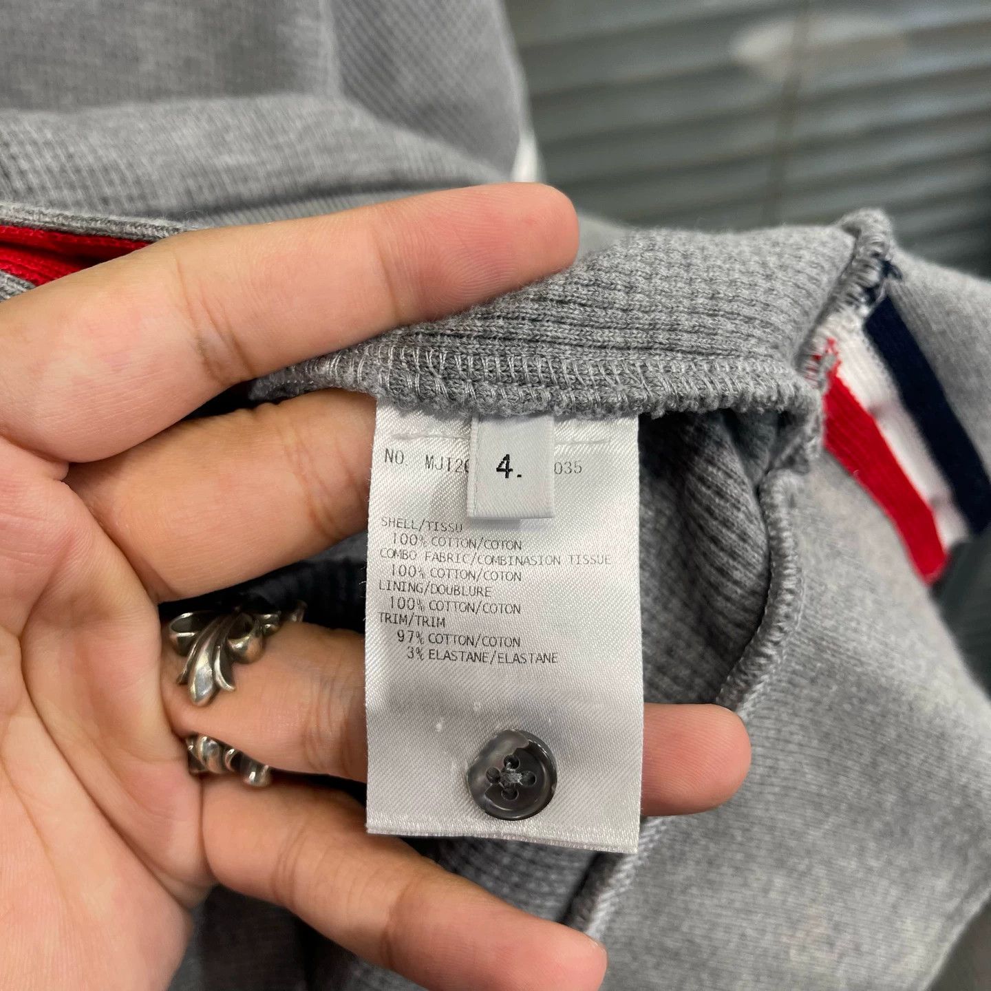 Thom Browne Thom Browne Gray 4-Stripe Waffle Knit Zip-Up Jacket 4 Size XL / US 12-14 / IT 48-50 - 5 Thumbnail