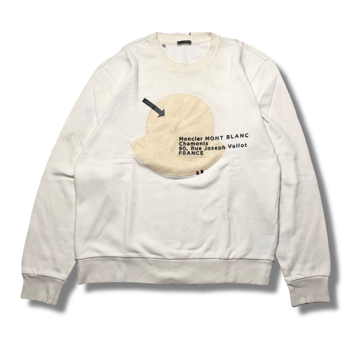 Image of Moncler Maglia Logo Crew Sweatshirt in White, Men's (Size XL)