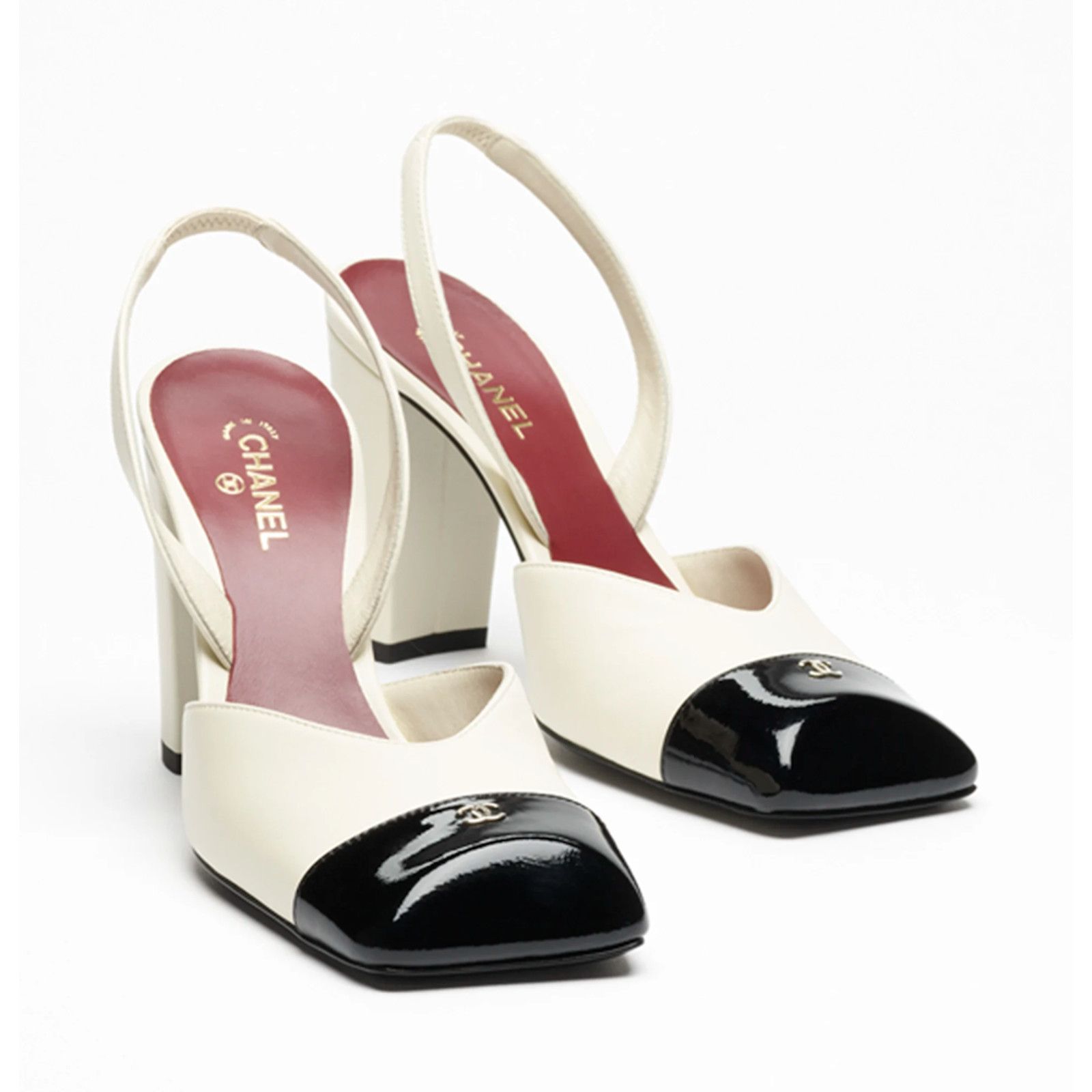Chanel Chanel 26S Ivory Black Square Toe Slingback Block Heel 40.5 Size US 10.5 / IT 40.5 - 3 Thumbnail