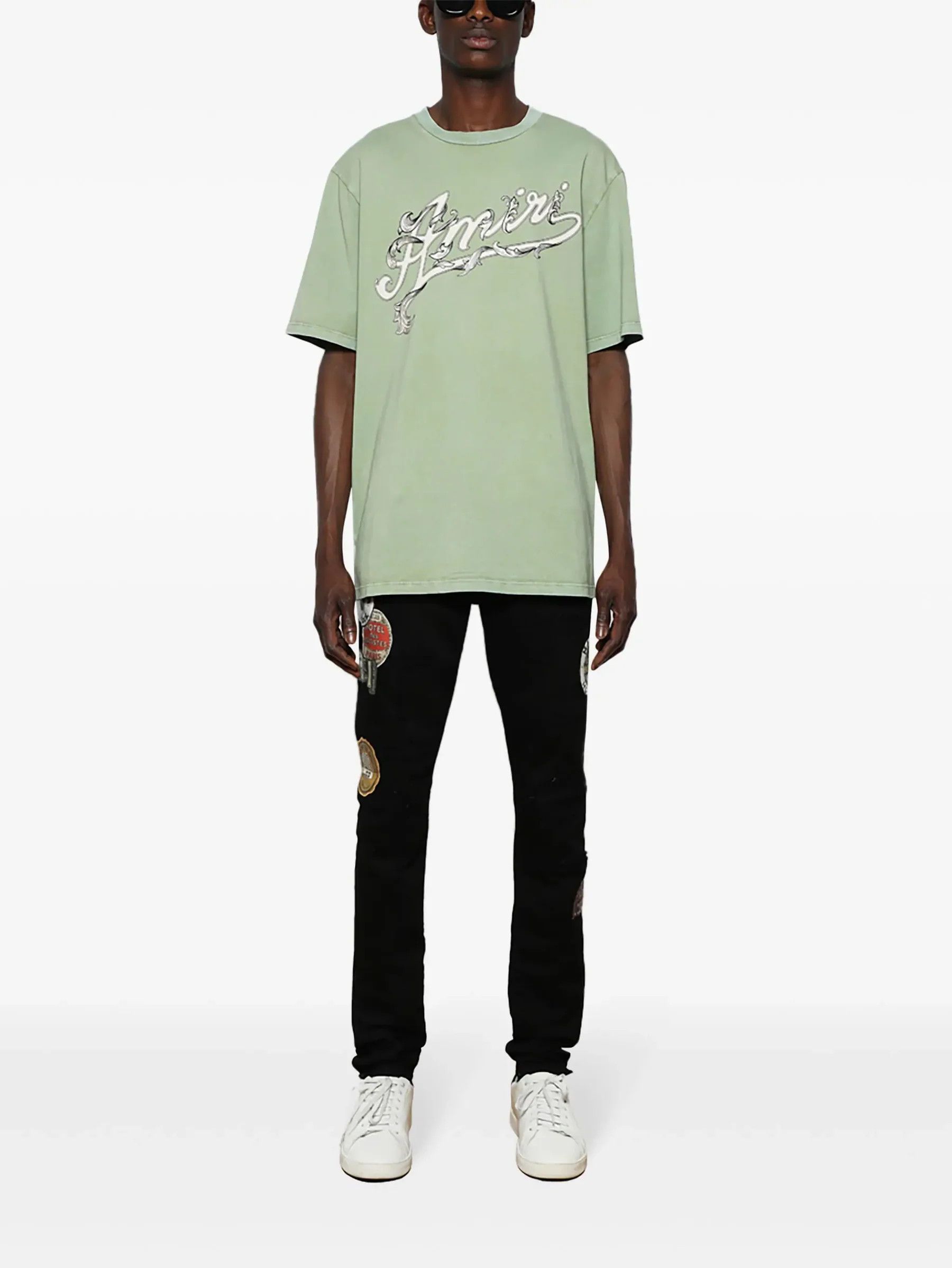 Amiri o1s1wg110425 Filigree Short Sleeve T-Shirt in Green Size US XL / EU 56 / 4 - 2 Thumbnail