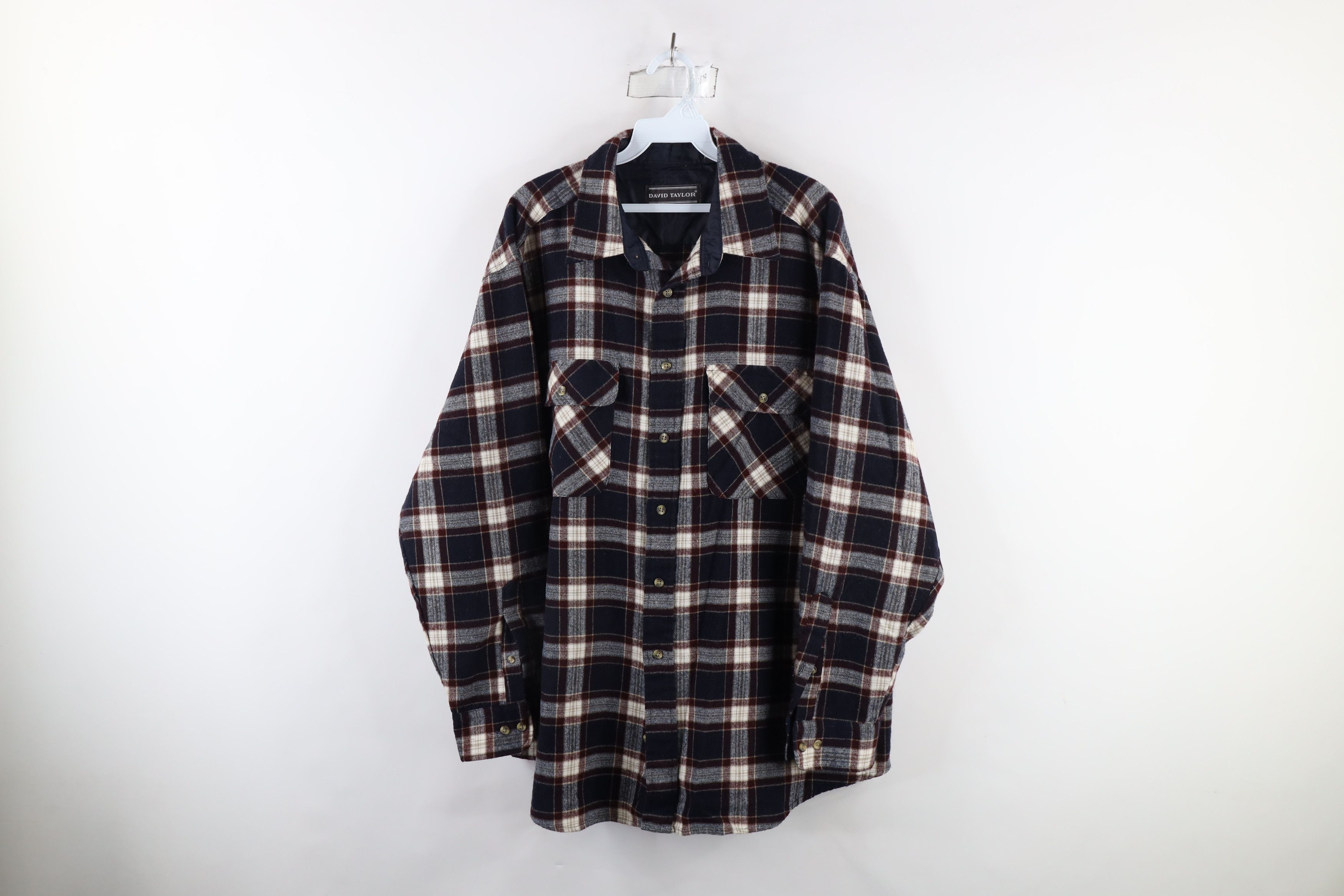 Vintage Vintage 70s Streetwear Knit Collared Button Shirt Plaid Size US XL / EU 56 / 4 - 1 Thumbnail