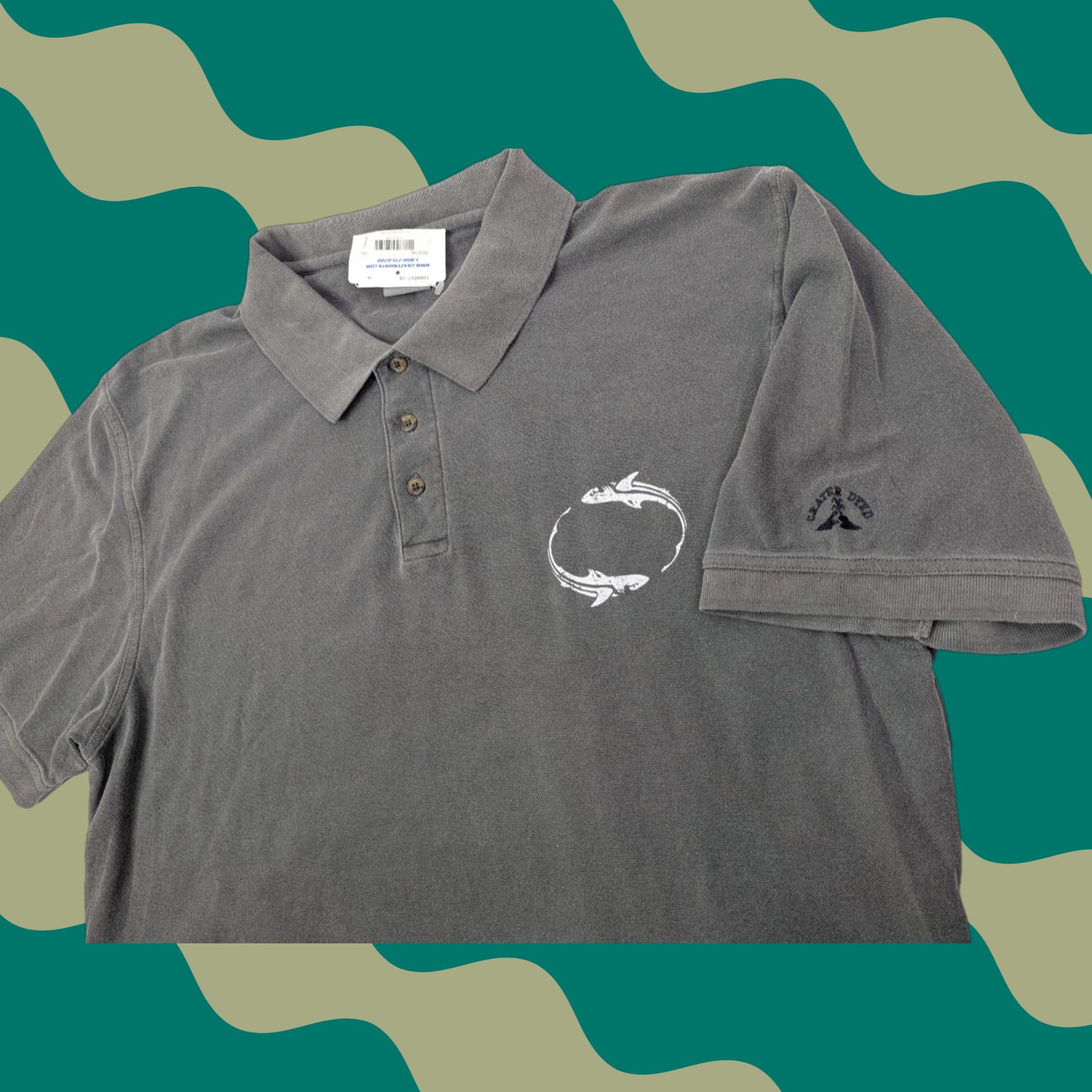 Vintage VINTAGE NWT Crazy Shirts Shirt Gray Polo Logo Embroidered Men's 2XL Short Sleeve Cotton Size US XXL / EU 58 / 5 - 1 Thumbnail