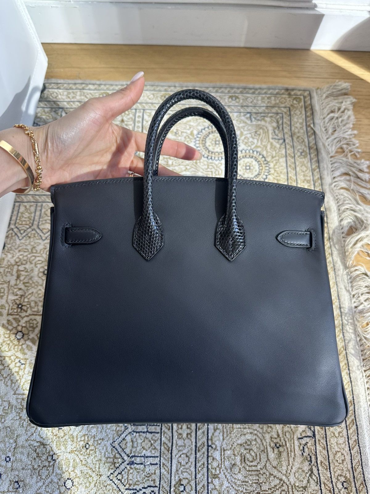 Hermes Hermès Black Niloticus Lizard and Swift Touch Birkin 25 Size ONE SIZE - 3 Thumbnail