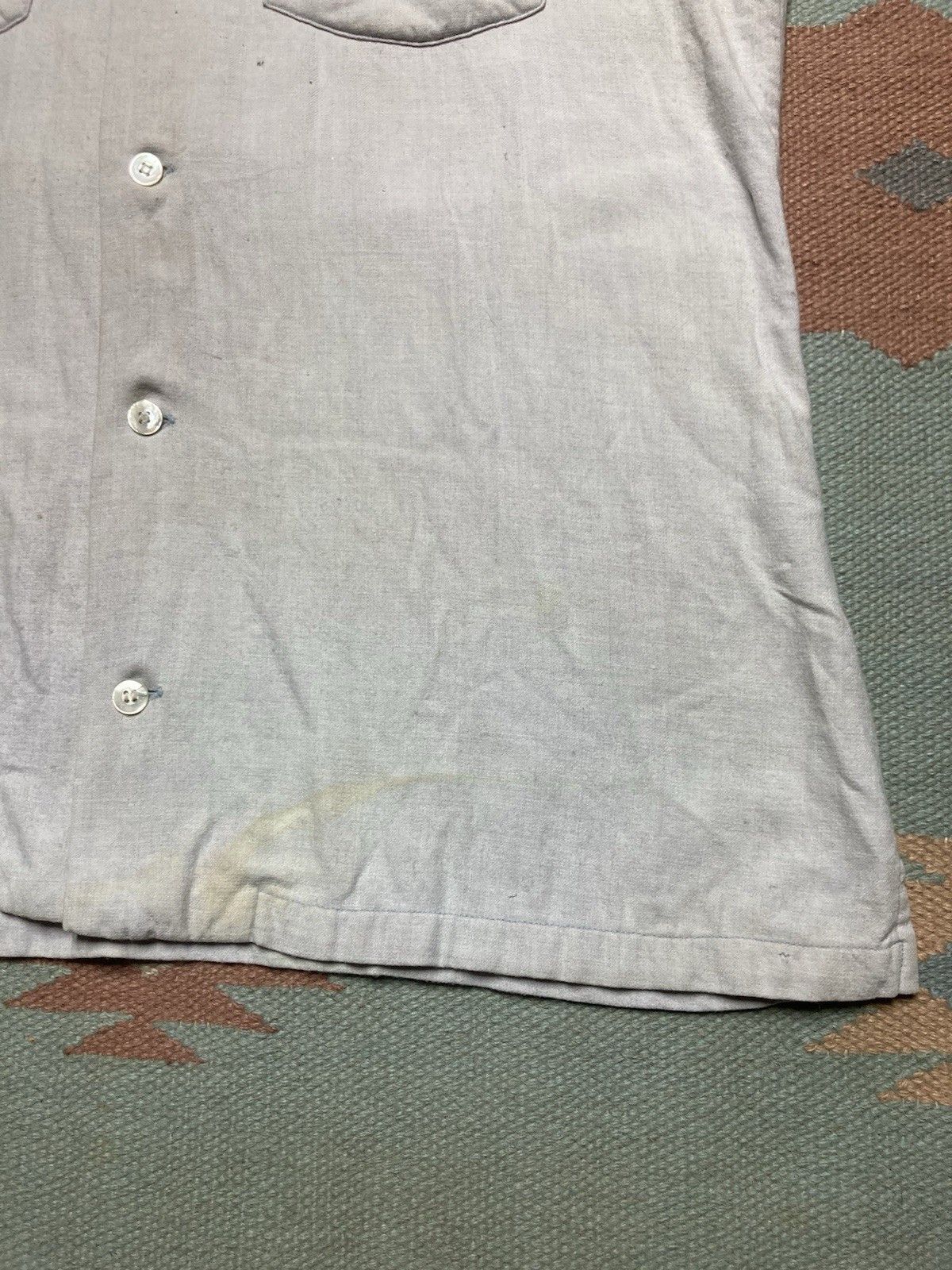 Vintage 1950s loop collar shirt wool rayon distressed rockabilly L Size US L / EU 52-54 / 3 - 6 Thumbnail