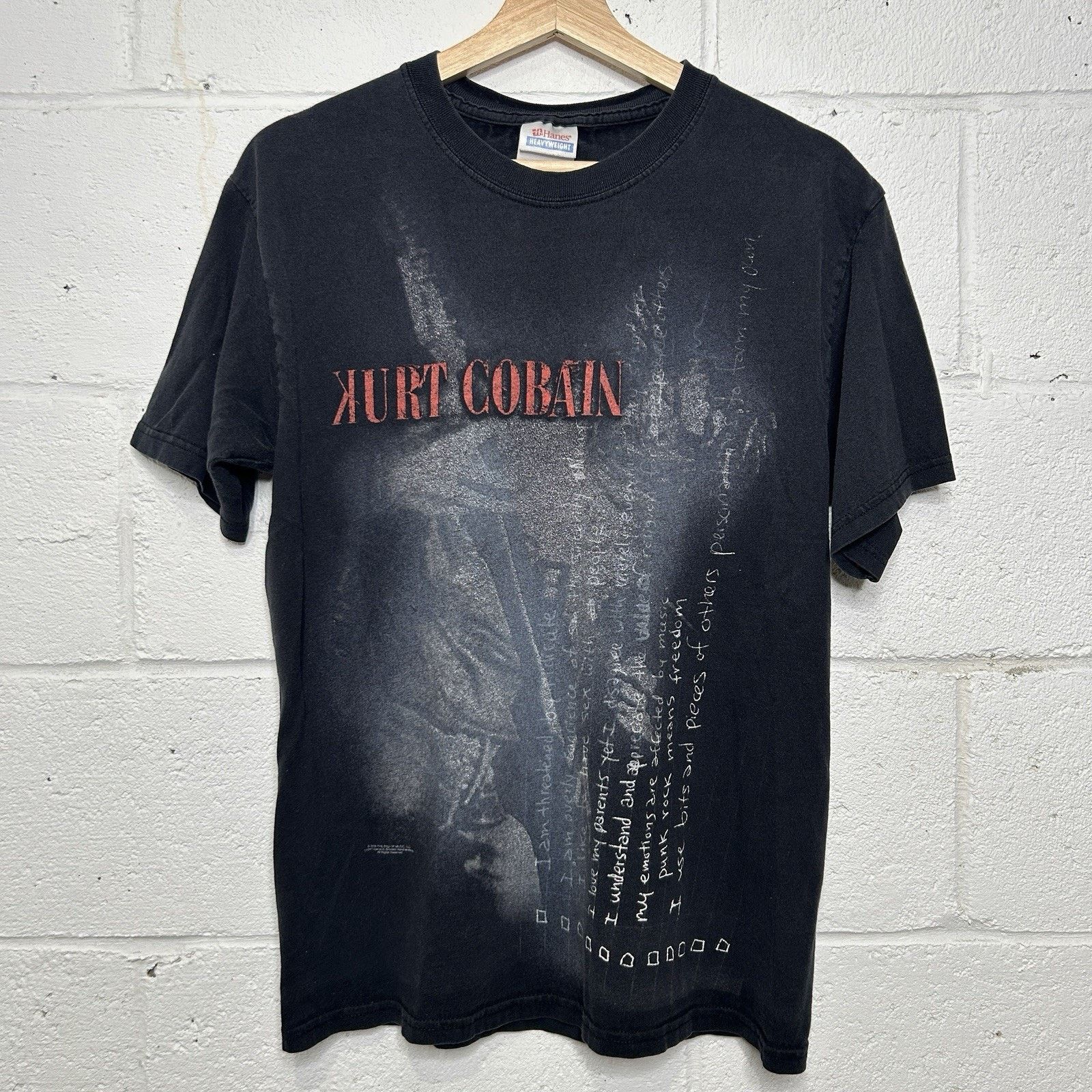 Hanes Y2K Kurt Cobain Nirvana The End of Music Lyrics Tee “Black” Size US M / EU 48-50 / 2 - 1 Thumbnail