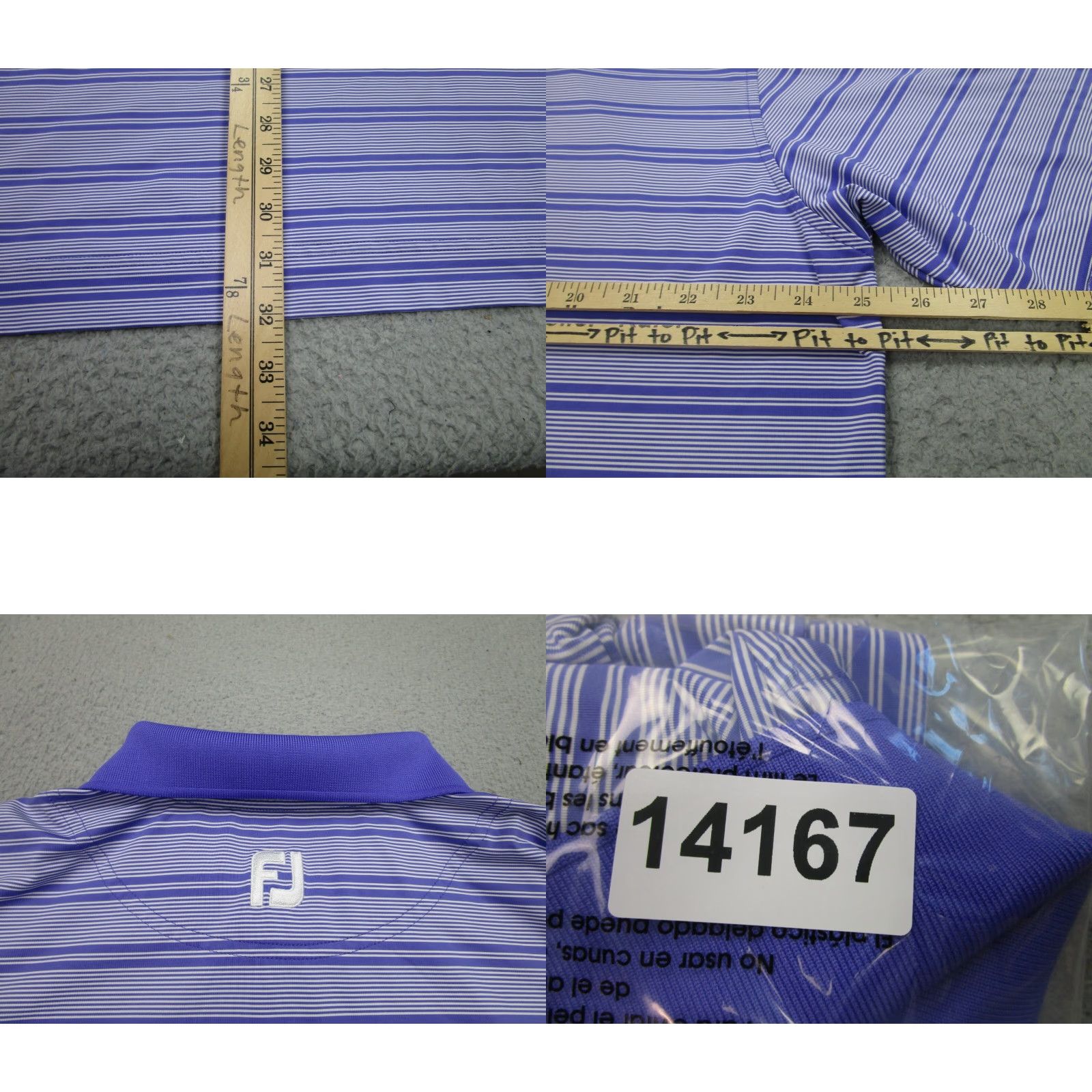 Footjoy FootJoy Polo Shirt Mens XL Purple Striped Deer Logo Golf Casual Short Sleeve Button Collar Performance Summer Size US XL / EU 56 / 4 - 8 Thumbnail