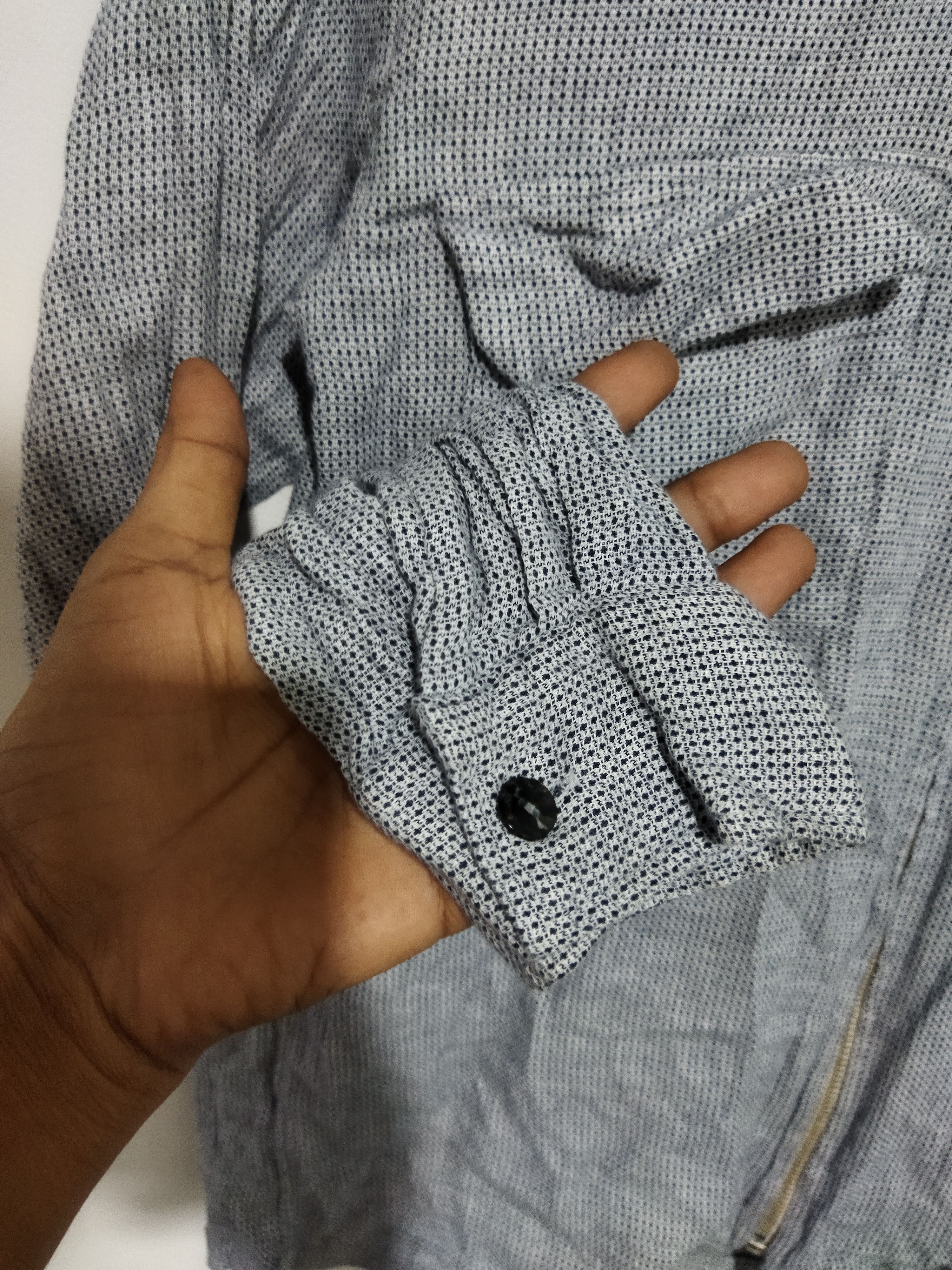 Japanese Brand Corisco Full-Zip Work Shirt–Houndstooth Grey Size US L / EU 52-54 / 3 - 5 Thumbnail