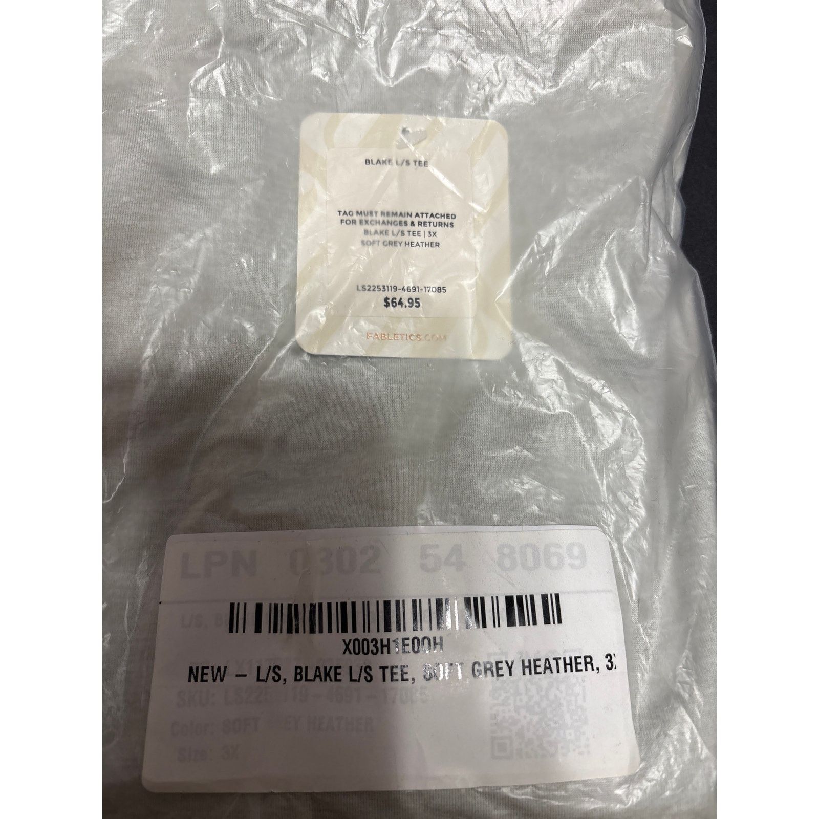 Fabletics 1039 Fabletics Blake Long Sleeve 3X Soft Grey Heather NWT Size 3XL / US 20-22 - 3 Thumbnail