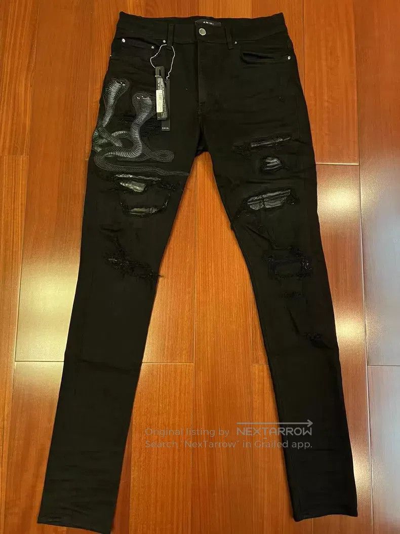 Amiri Amiri Classic Seasonal Embroidered Patchwork Destroyed Jea Size US 32 / EU 48 - 1 Thumbnail