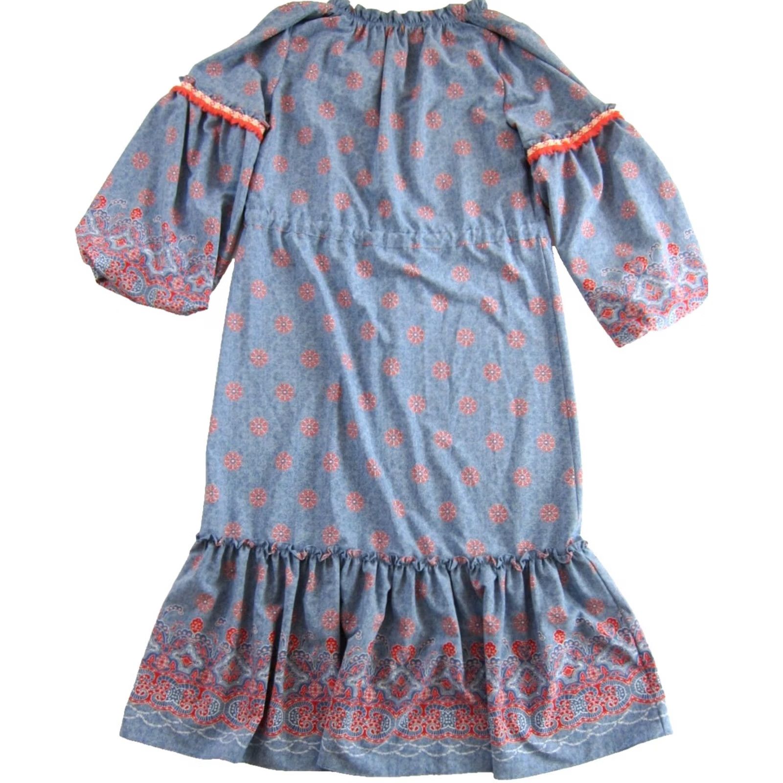 MISA Los Angeles MISA Los Angeles Blue Coral Stretch V-Neck Long Sleeve Maxi Kaftan Dress M Size M / US 6-8 / IT 42-44 - 2 Thumbnail