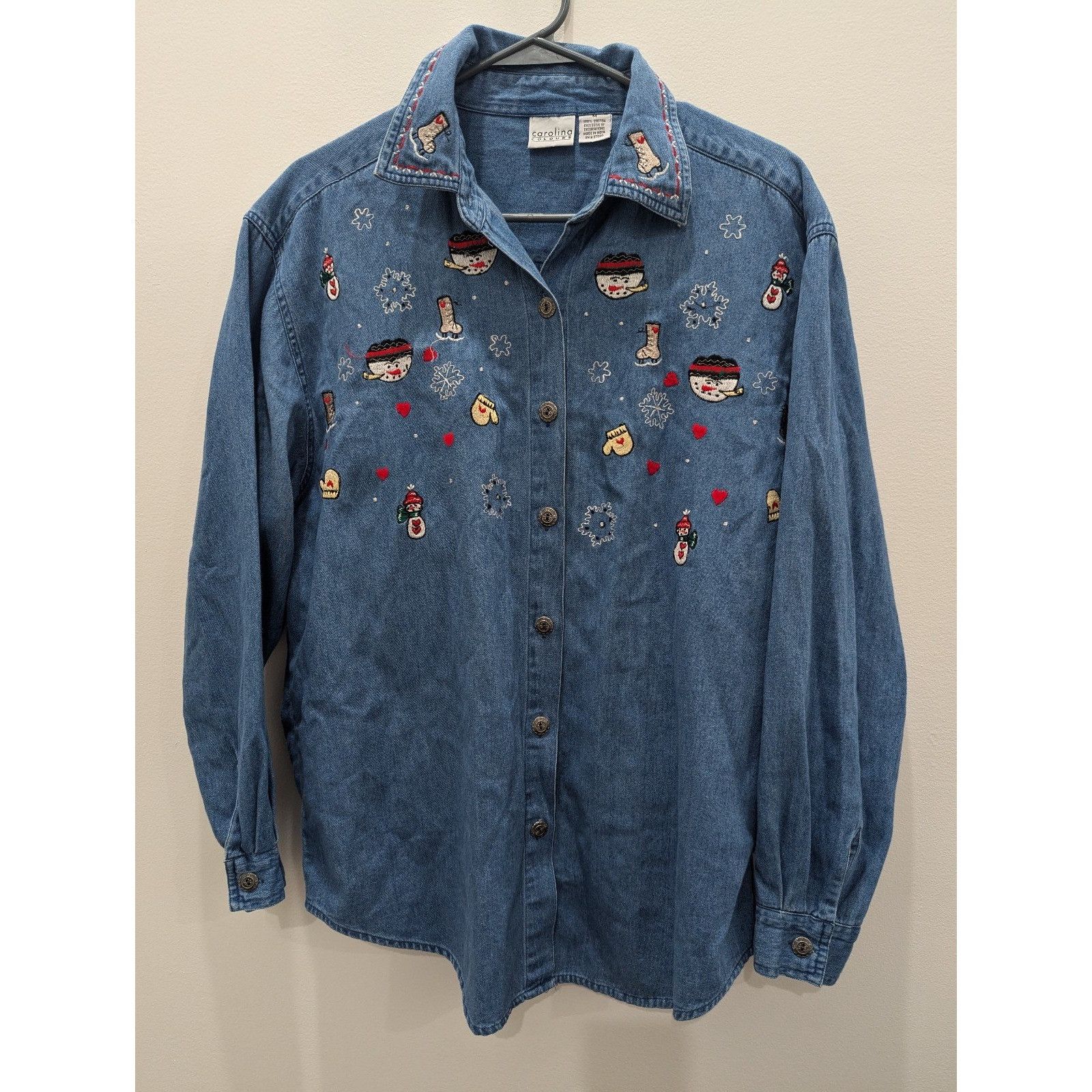 Other Vintage Carolina Colours Jean Button-Up Shirt Winter Holiday Size M / US 6-8 / IT 42-44 - 1 Thumbnail