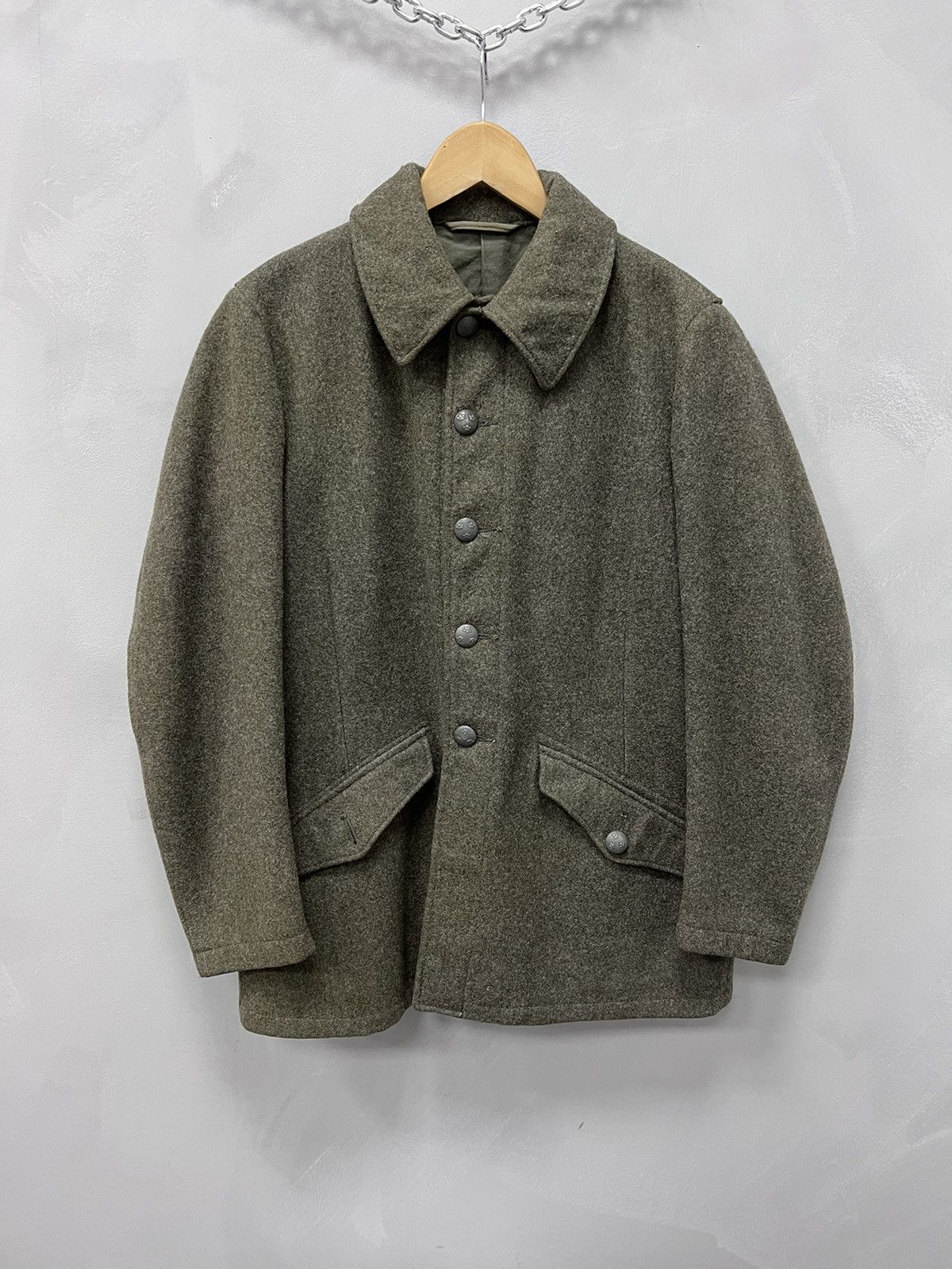 Japanese Brand × Vintage Vintage Wool Jacket Swedish Military 1955 Heavy Jacket Army Size US L / EU 52-54 / 3 - 1 Thumbnail