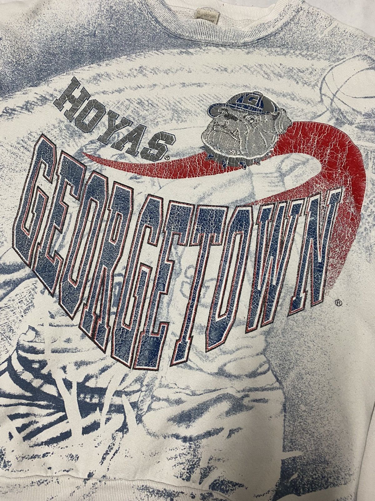 Vintage Vintage 90s Georgetown Hoyas Grail Basketball AOP Sweater XL Size US XL / EU 56 / 4 - 4 Thumbnail