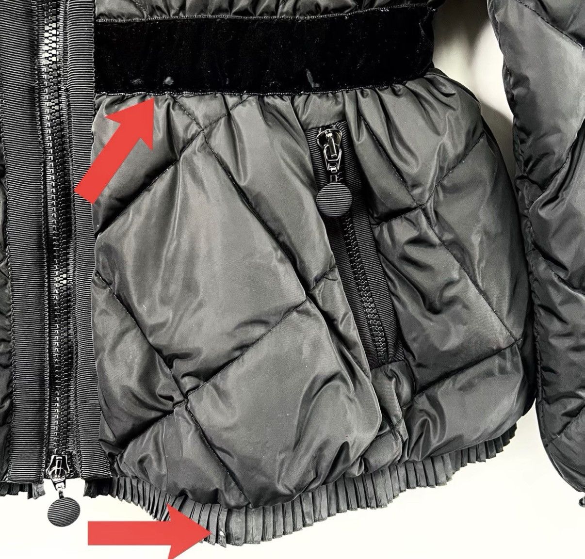 Moncler Moncler Black Lace-Trim Down Jacket with Waist Cinching K12 Size XS / US 0-2 / IT 36-38 - 8 Thumbnail