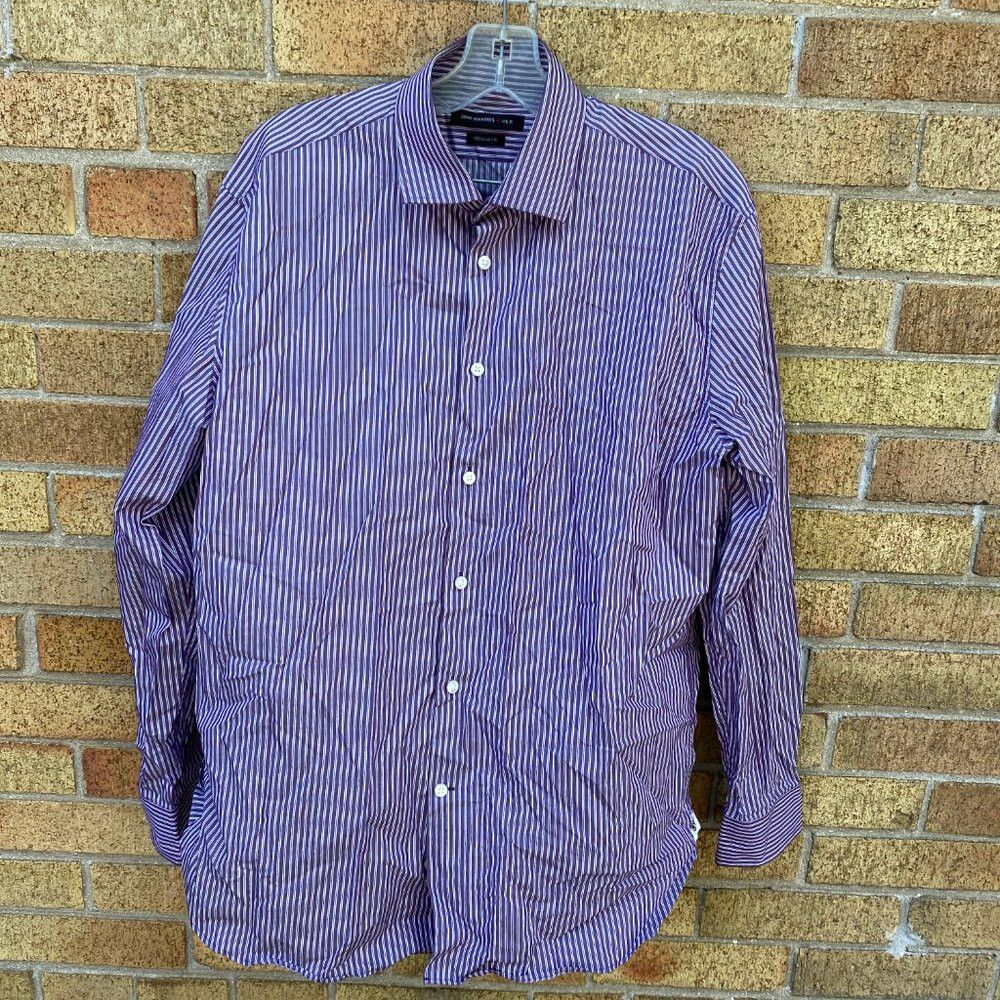 Vintage John Varvatos Striped Button Up Dress Shirt Size 16