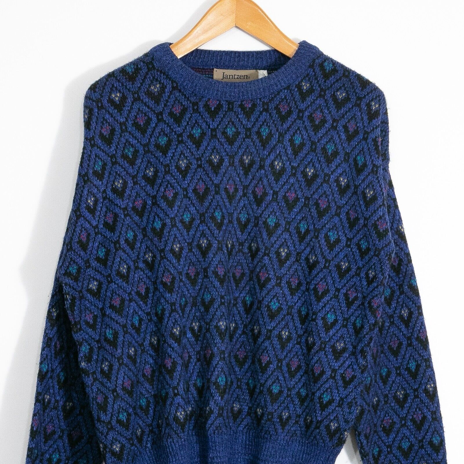 Jantzen × Vintage Vintage Jantzen Acrylic Sweater Mens Large - Blue Diamond Size US L / EU 52-54 / 3 - 2 Thumbnail