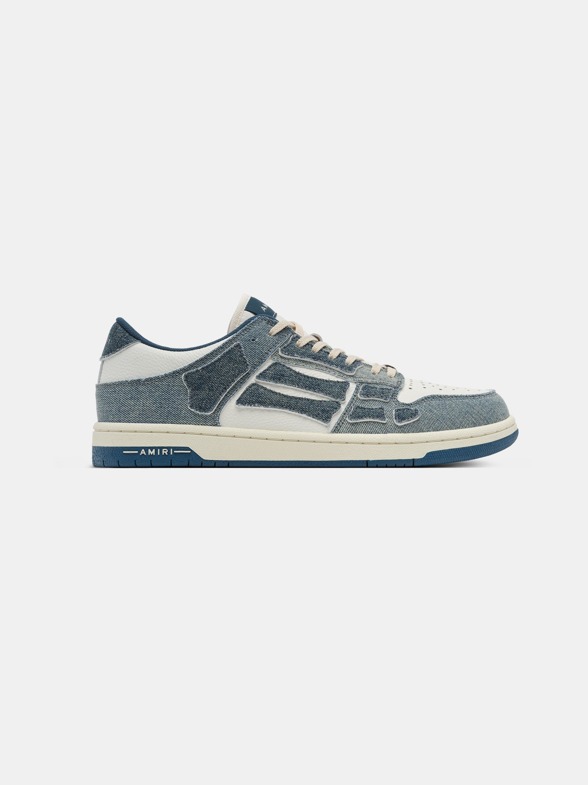 Amiri o1s1wg110426 Varsity Skel Low-Top Sneakers in Blue/White Size US 15 / EU 48 - 1 Thumbnail