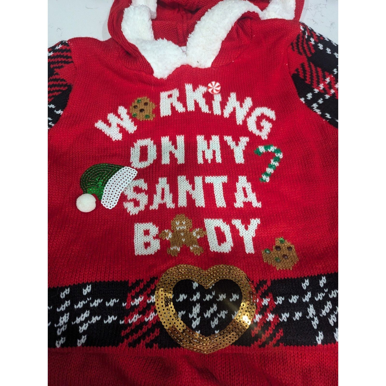 Other Junior M 7-9 Womens Working On My Santa Body Red Hoodie Chri Size M / US 6-8 / IT 42-44 - 8 Thumbnail