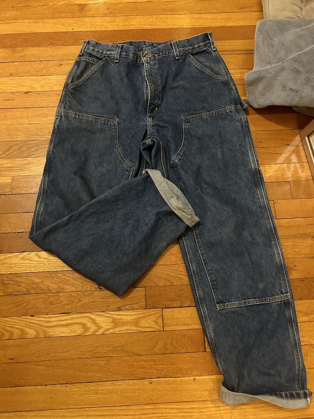 Blue denim carhatt double knees jeans