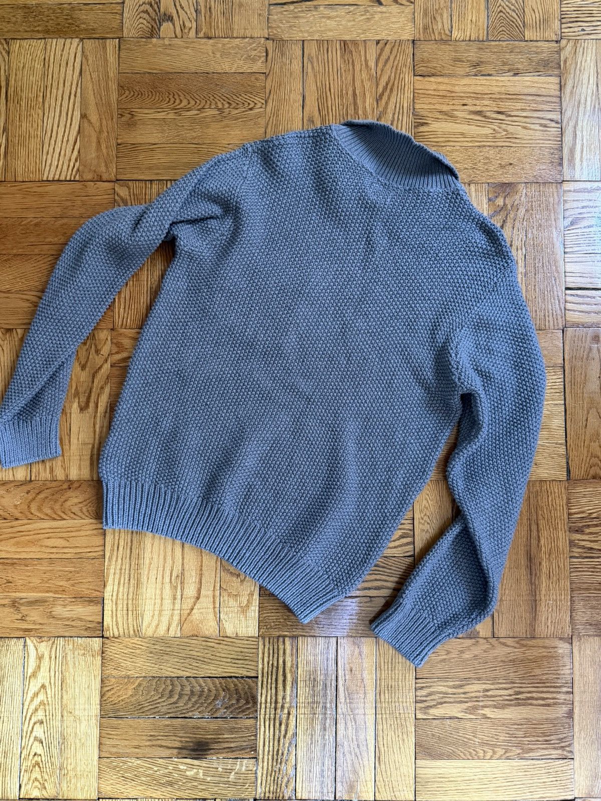 Noah Noah NYC Gray Textured Knit Crewneck Sweater with Collar Size US S / EU 44-46 / 1 - 5 Thumbnail
