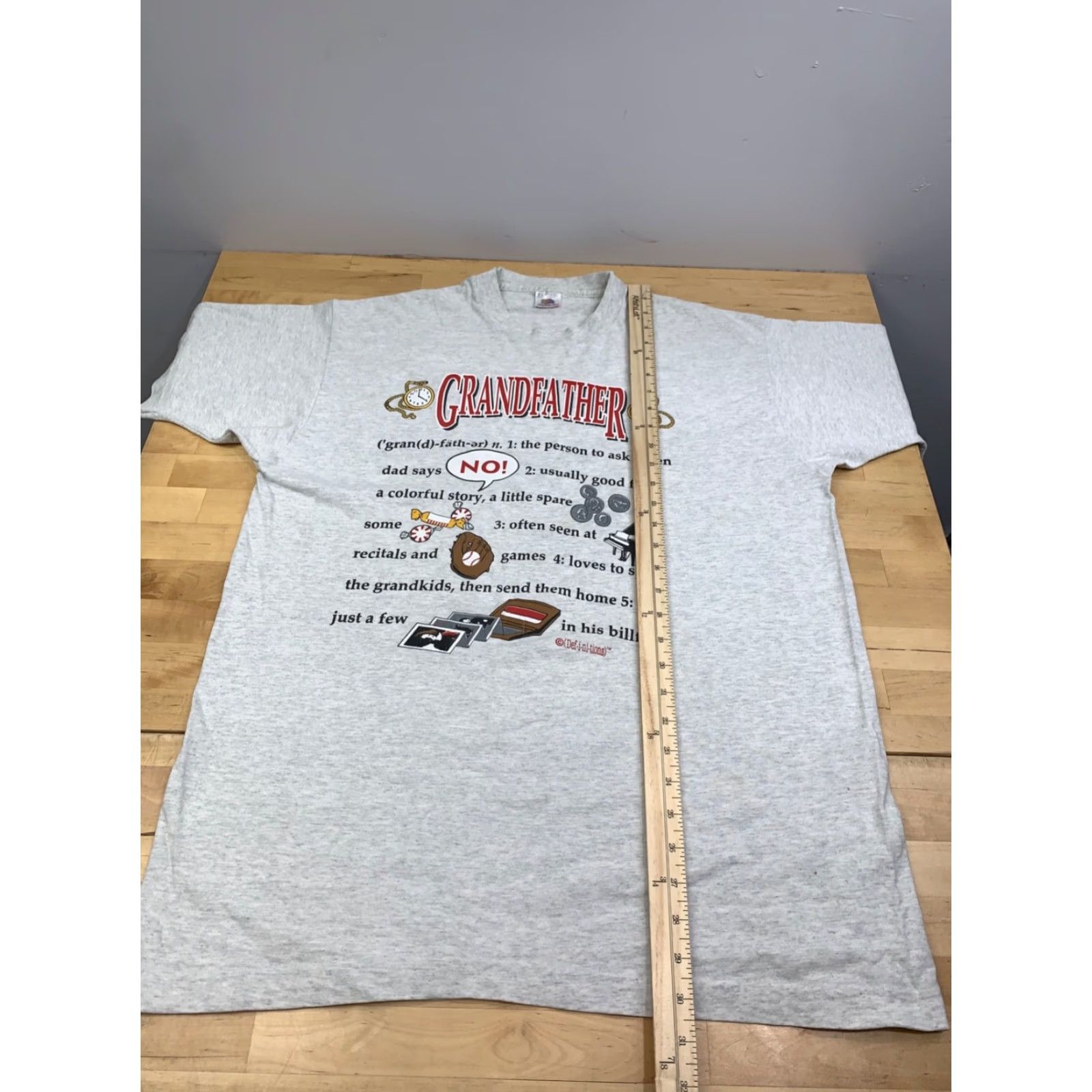 Fruit Of The Loom VINTAGE Grandfather Dictionary Definition SHirt Mens XL Gray 1990s Size US XL / EU 56 / 4 - 5 Thumbnail