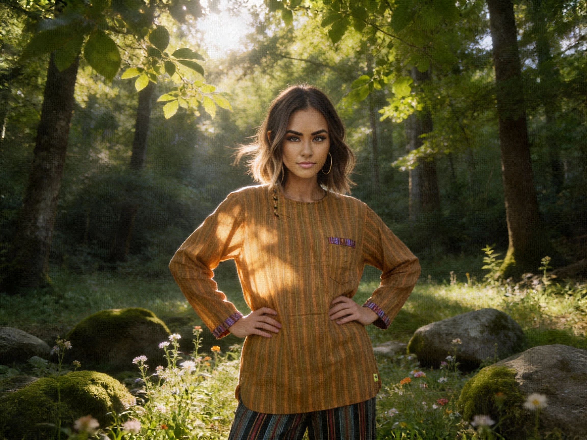 Other Cotton Long-Sleeve Round Neck Tunic: Stripes: Orange: S Size US S / EU 44-46 / 1 - 1 Thumbnail
