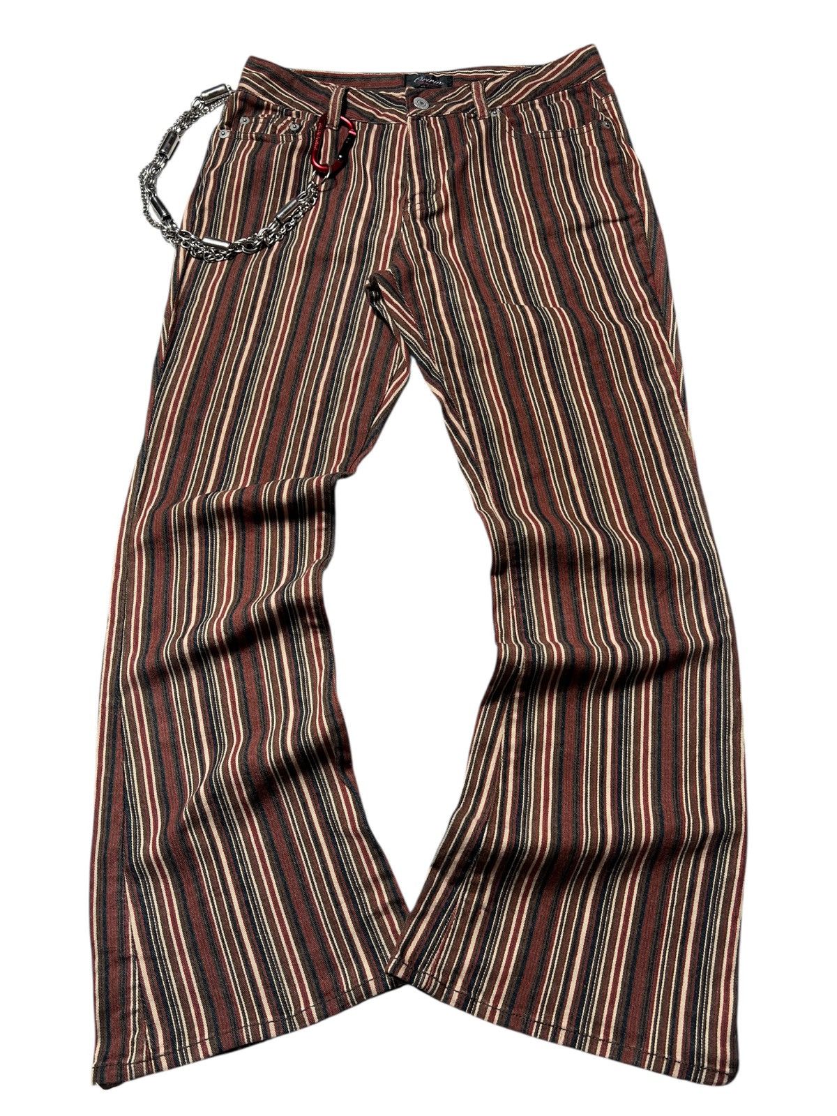 Oririn Japanese Brand Tuxedo Stripe Flared Pants