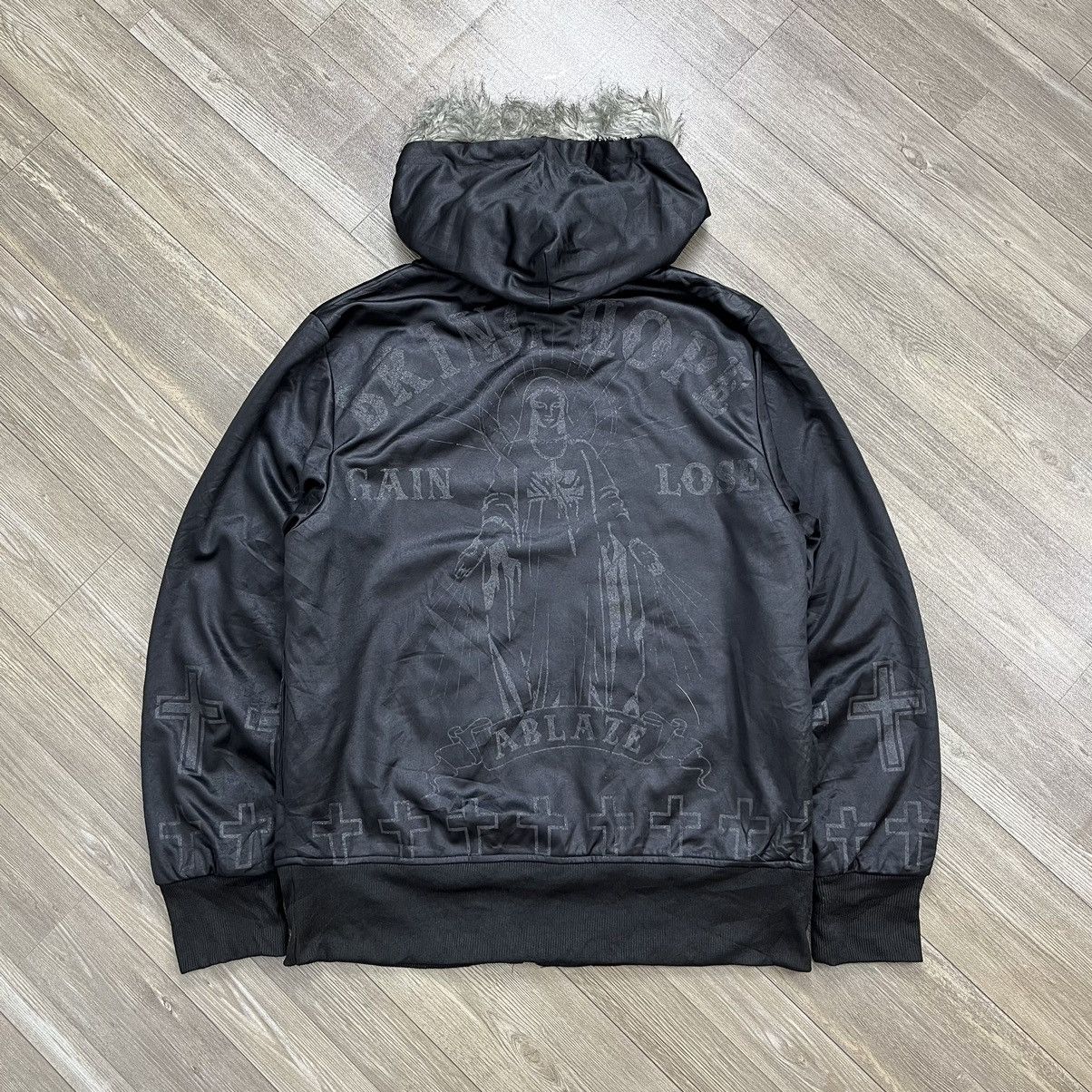 If Six Was Nine Y2K Clash Fur Cross Black on Black Skulls Goa Lgb Zip Hoodie Size US M / EU 48-50 / 2 - 18 Thumbnail