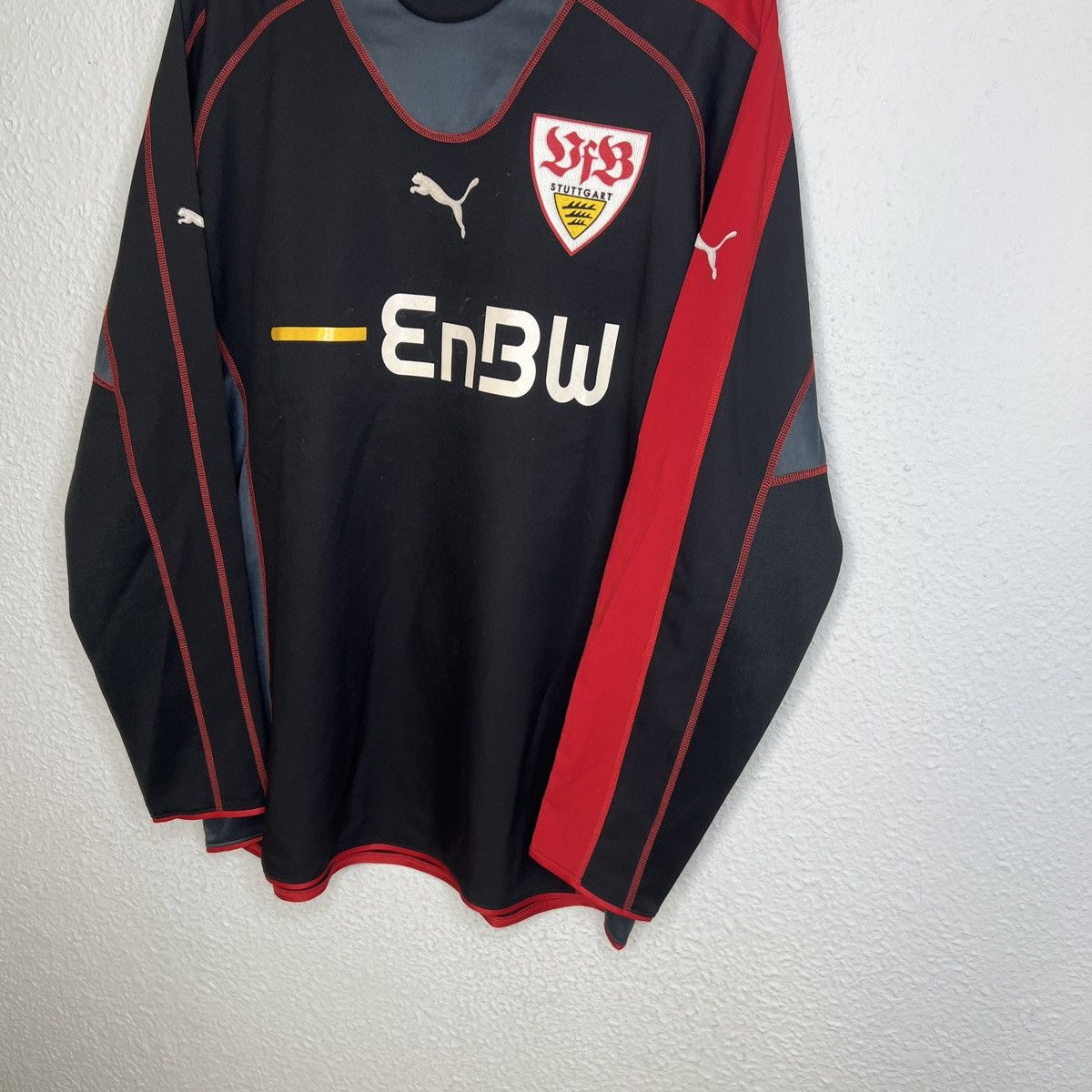 Puma Vintage Puma Stuttgart Jersey Longsleeve Tshirt Y2K Black Size US XL / EU 56 / 4 - 2 Thumbnail