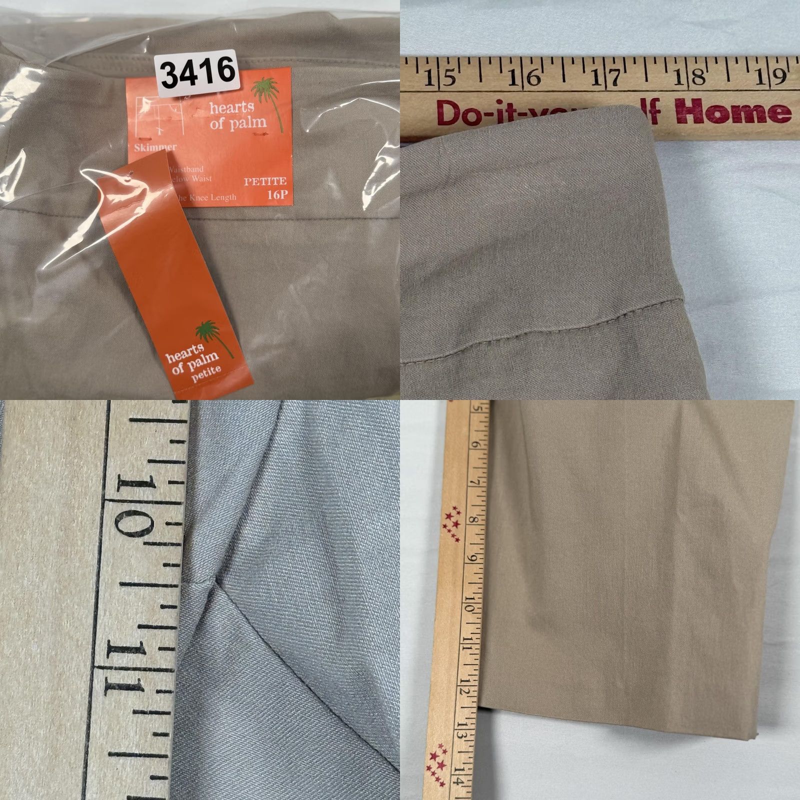 Vintage Hearts Of Palm Capri Pants Womens 16P Petite Beige Skimmer Pull On Stretch NWT Capris Slim Leg Size 38" / US 16 / IT 52 - 8 Thumbnail