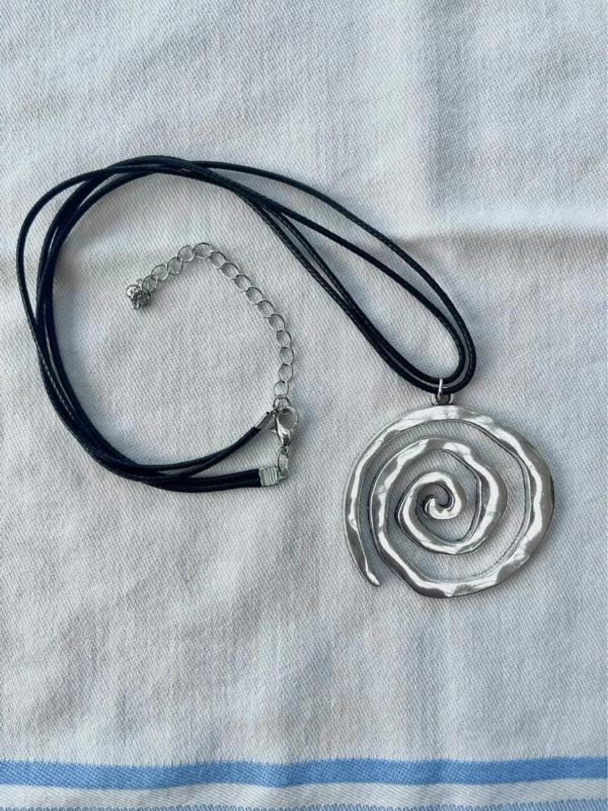 Other Silver plated spiral abstract pendant necklace Size ONE SIZE - 2 Thumbnail