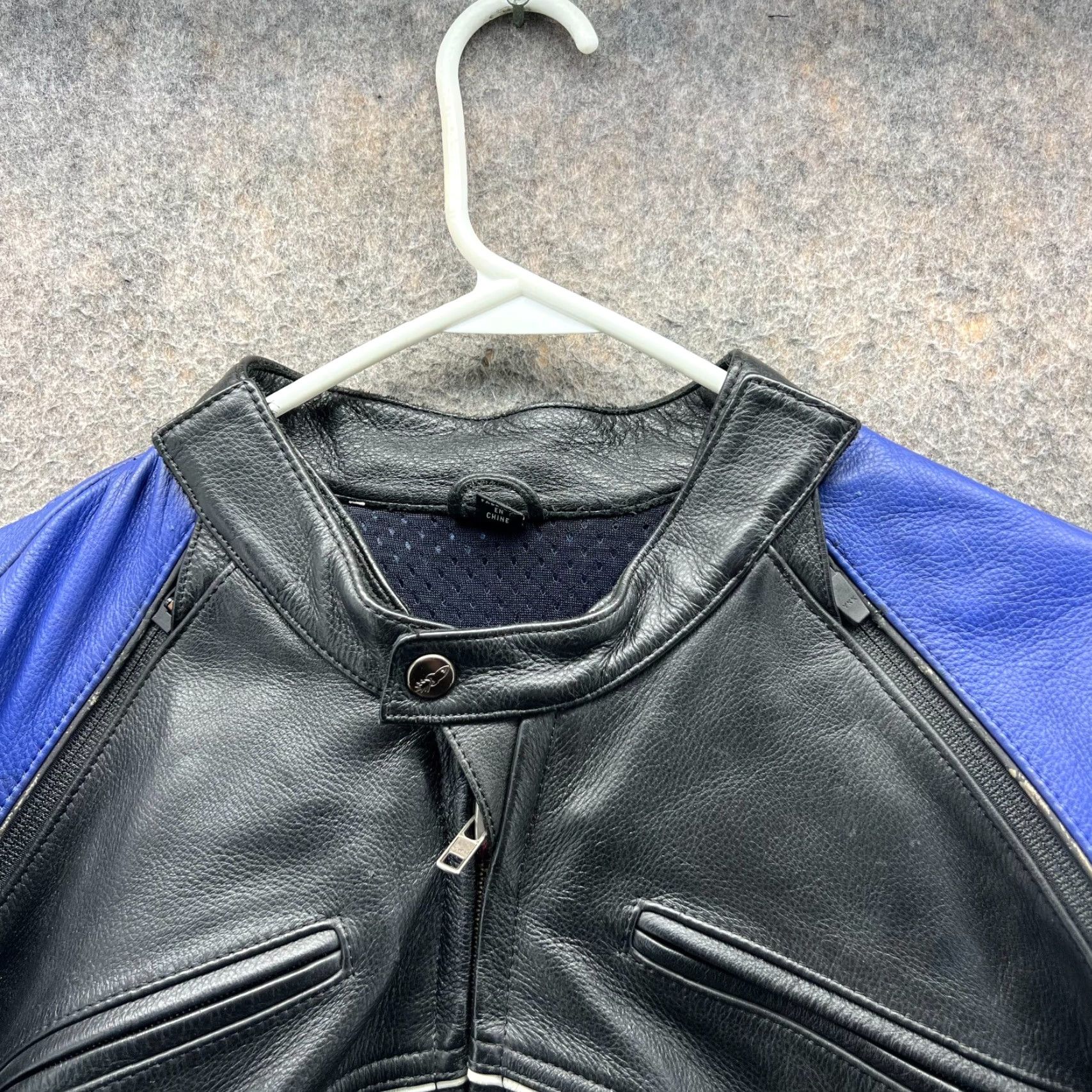 Joe Rocket Joe Rocket Jacket Mens L Blue Leather Full Zip Padded Biker Armor Sports/Business/Casual Vintage: No Size US L / EU 52-54 / 3 - 3 Thumbnail
