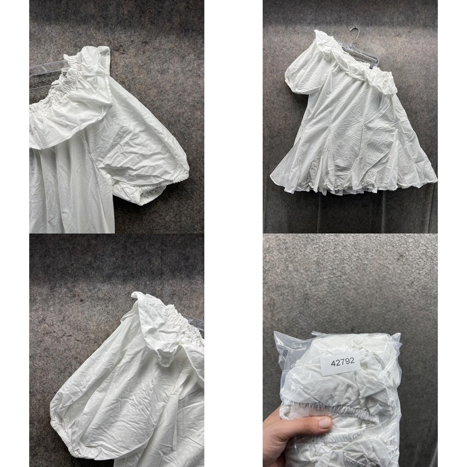 RHODE Rhode Dress Womens L White Off Shoulder Puff Sleeve Trapeze Mini Short Dress Casual Party/Cocktail Size 36" / US 14 / IT 50 - 8 Thumbnail