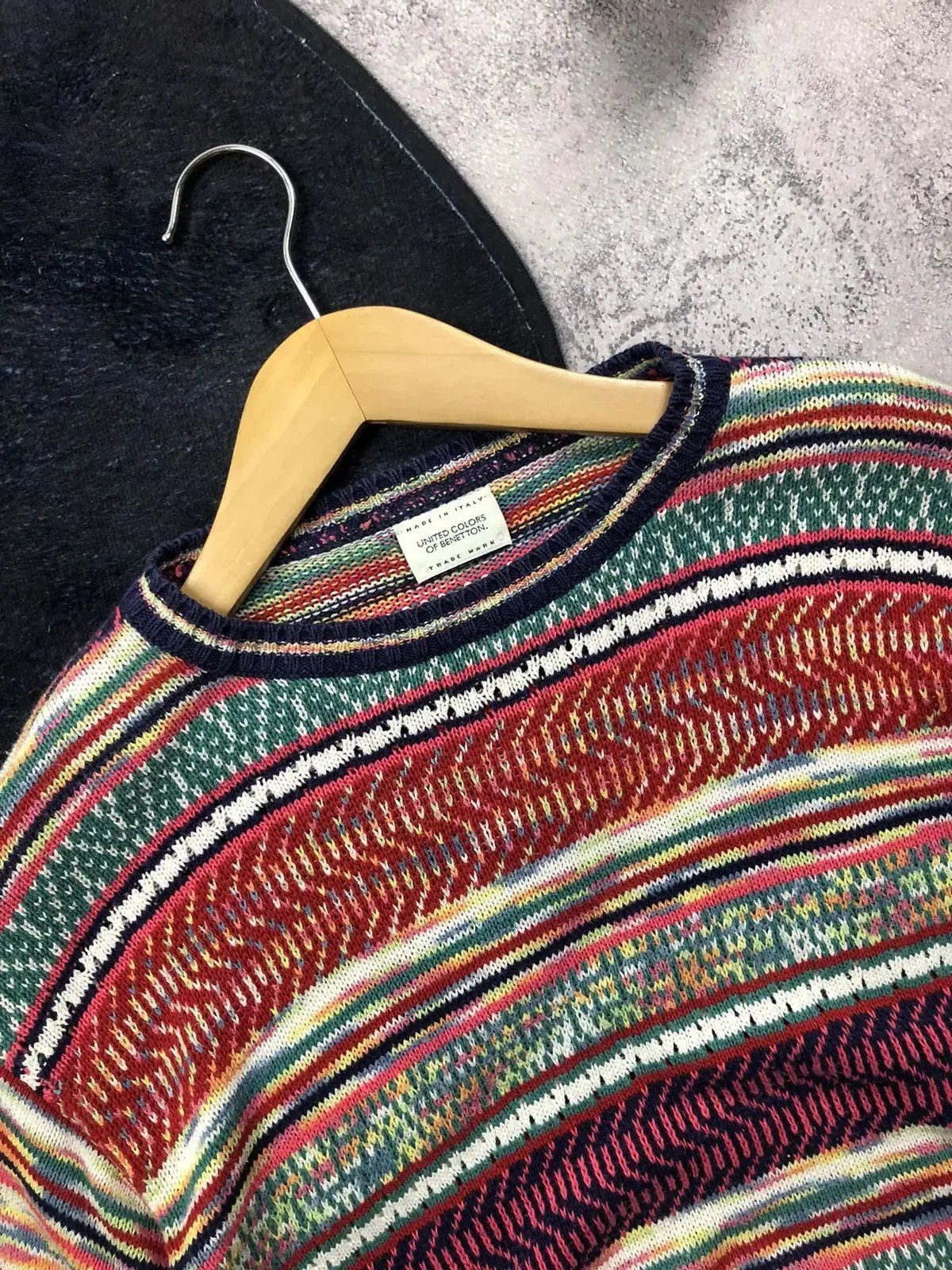 United Colors Of Benetton UNITED COLORS OF BENETTON Coogi Style Y2k Knitted Sweater Size US L / EU 52-54 / 3 - 5 Thumbnail