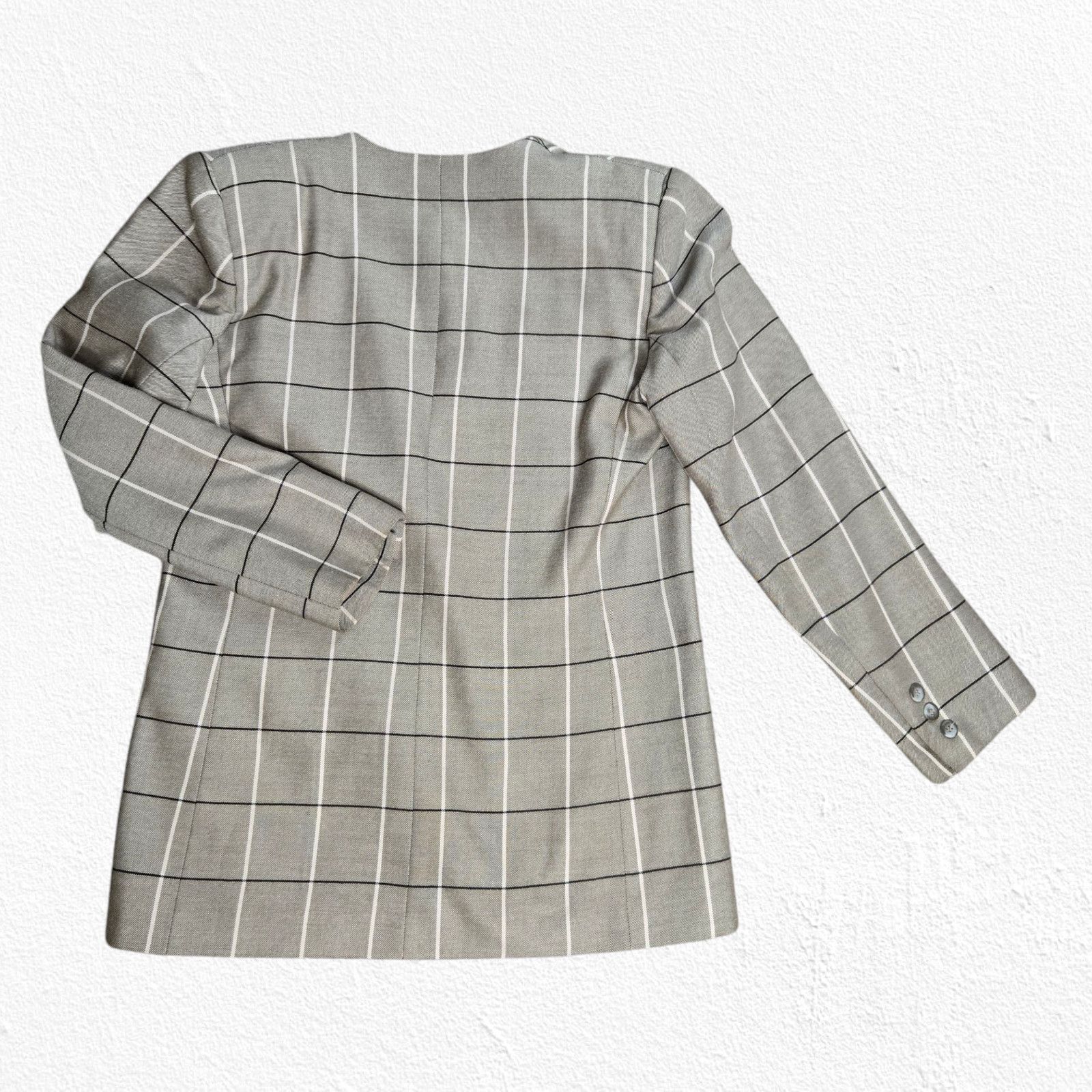 Vintage Vintage Beige Windowpane Plaid Power Suit Blazer Size 8 Size M / US 6-8 / IT 42-44 - 8 Thumbnail