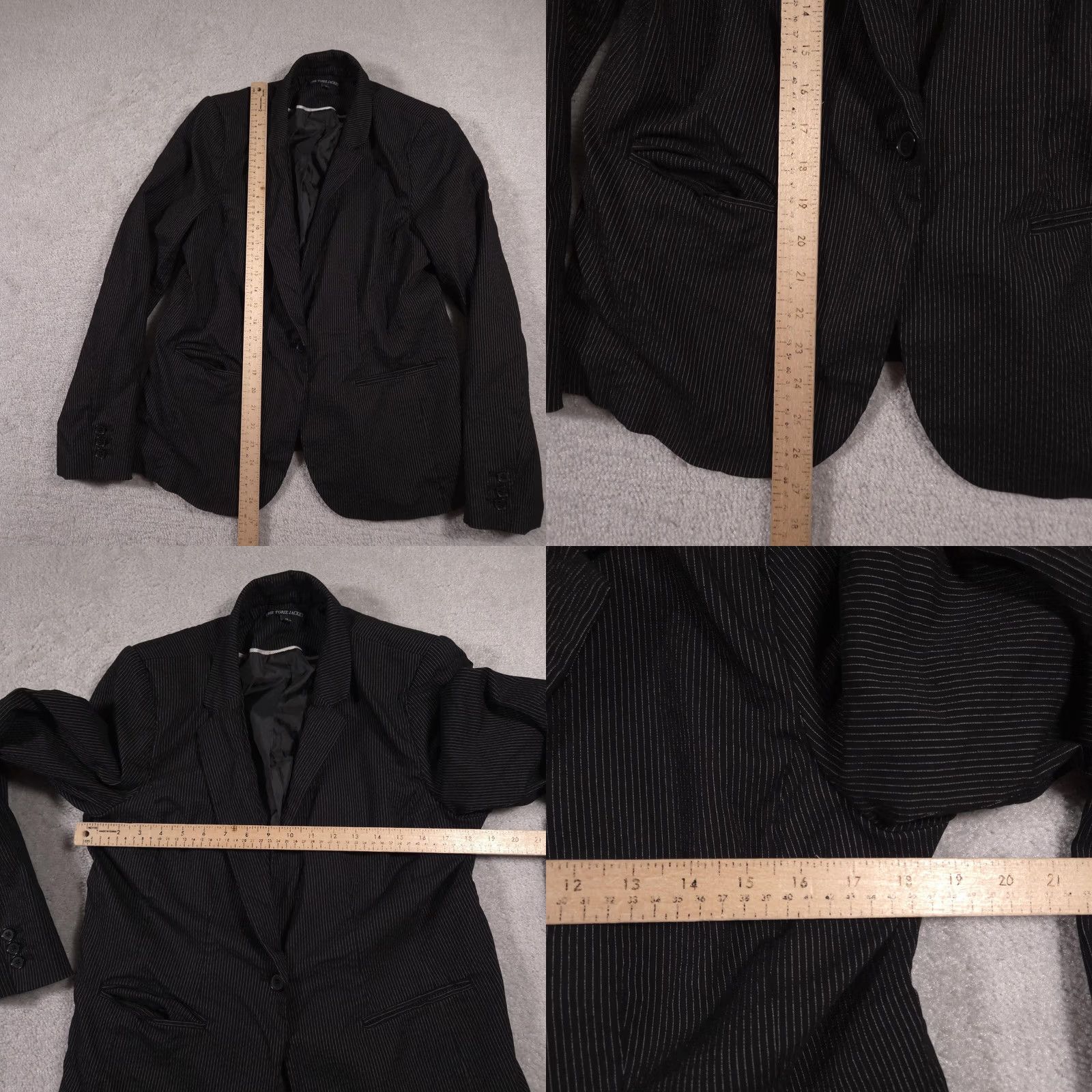 Apt. 9 The Torie Jacket Blazer Womens 16 Black Pinstripe One Button Notch Lapel Career Size XXL / US 16-18 / IT 52-54 - 8 Thumbnail