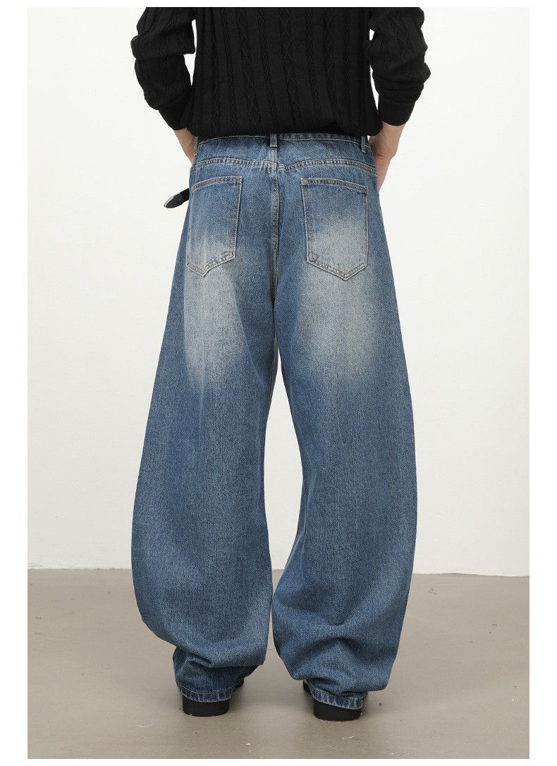 Japanese Brand American retro washed men's loose wide-leg curved jeans Size US 32 / EU 48 - 5 Thumbnail