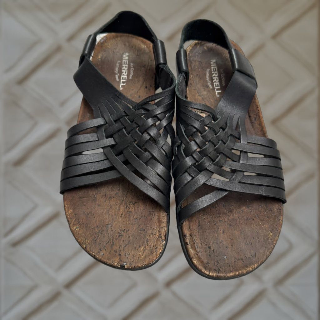 VINTAGE Merrell Leather Woven Ar Cushion Sandals Womens US EUR