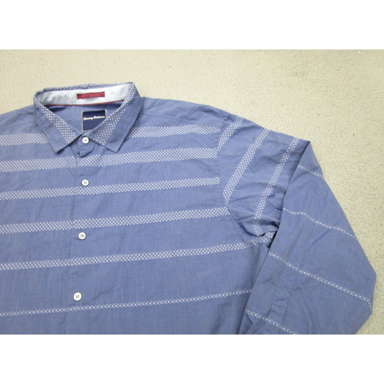 Tommy Bahama VINTAGE Tommy Bahama Shirt Mens 2XL Blue Striped Cotton Button-Up Casual Aloha Beach Hawaiian Preppy Mens Size US XXL / EU 58 / 5 - 2 Thumbnail