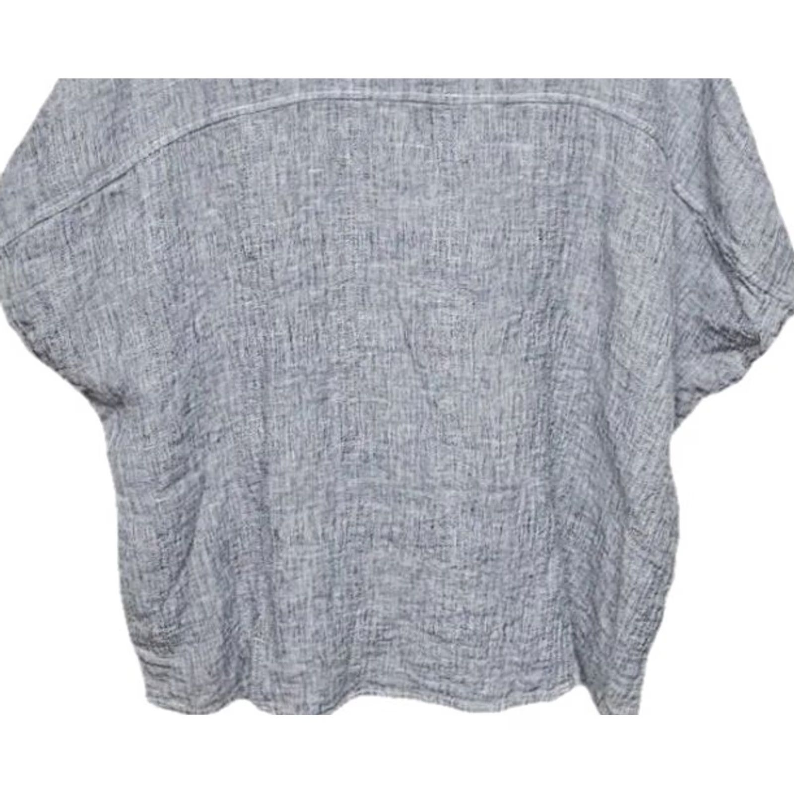 Vintage Tahari 100% Linen Boxy Top Women’s Medium Gray Short Sleeve Relaxed Fit Blouse Size M / US 6-8 / IT 42-44 - 7 Thumbnail