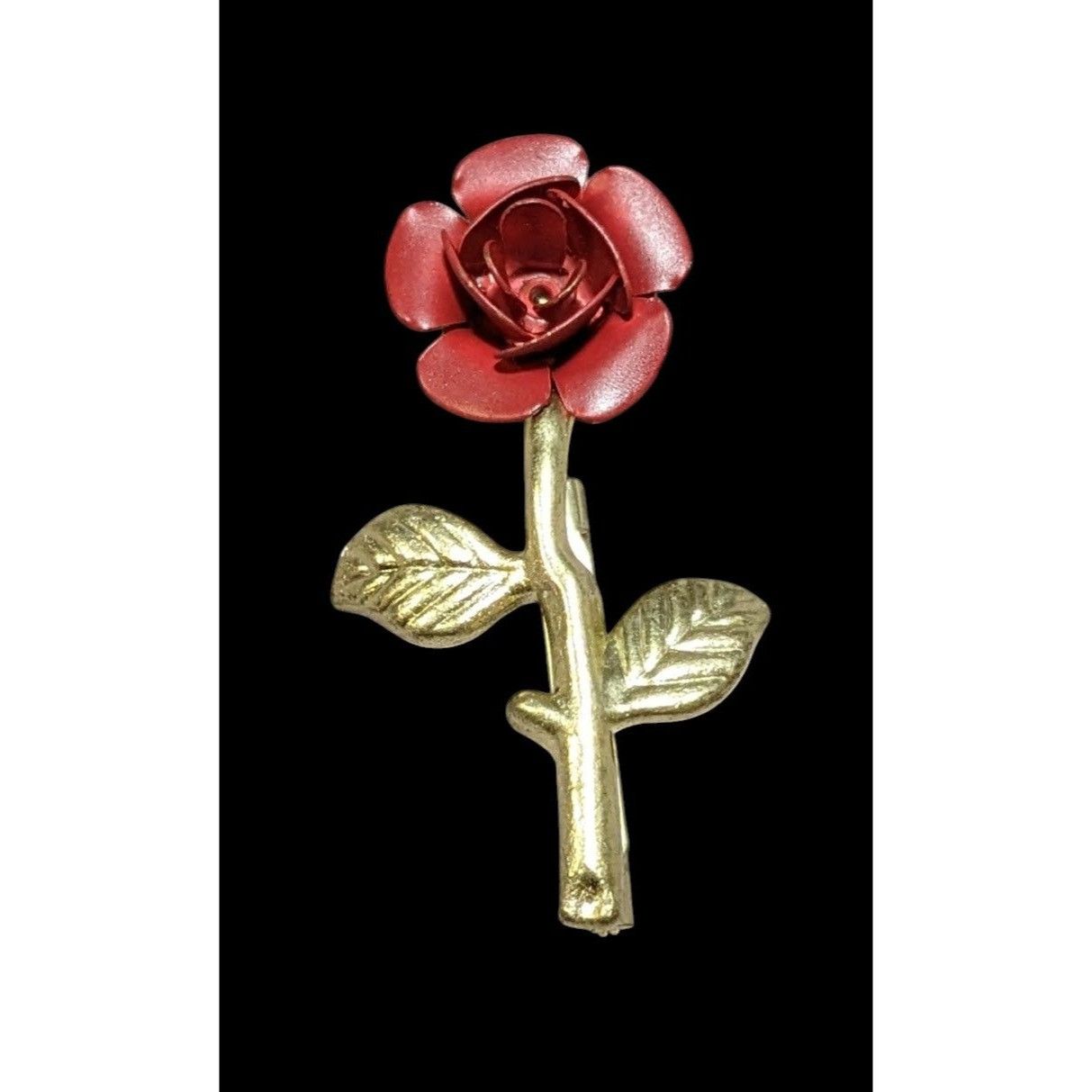 Other Vintage Red And Gold Metal Floral Metal Rose Brooch Size ONE SIZE - 1 Thumbnail